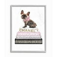 thumbnail image 1 of Stupell Industries Pink Bow Dog Gold Black Bookstack Glam Fashion Pet Design Framed Wall Art by Amanda Greenwood, 1 of 6