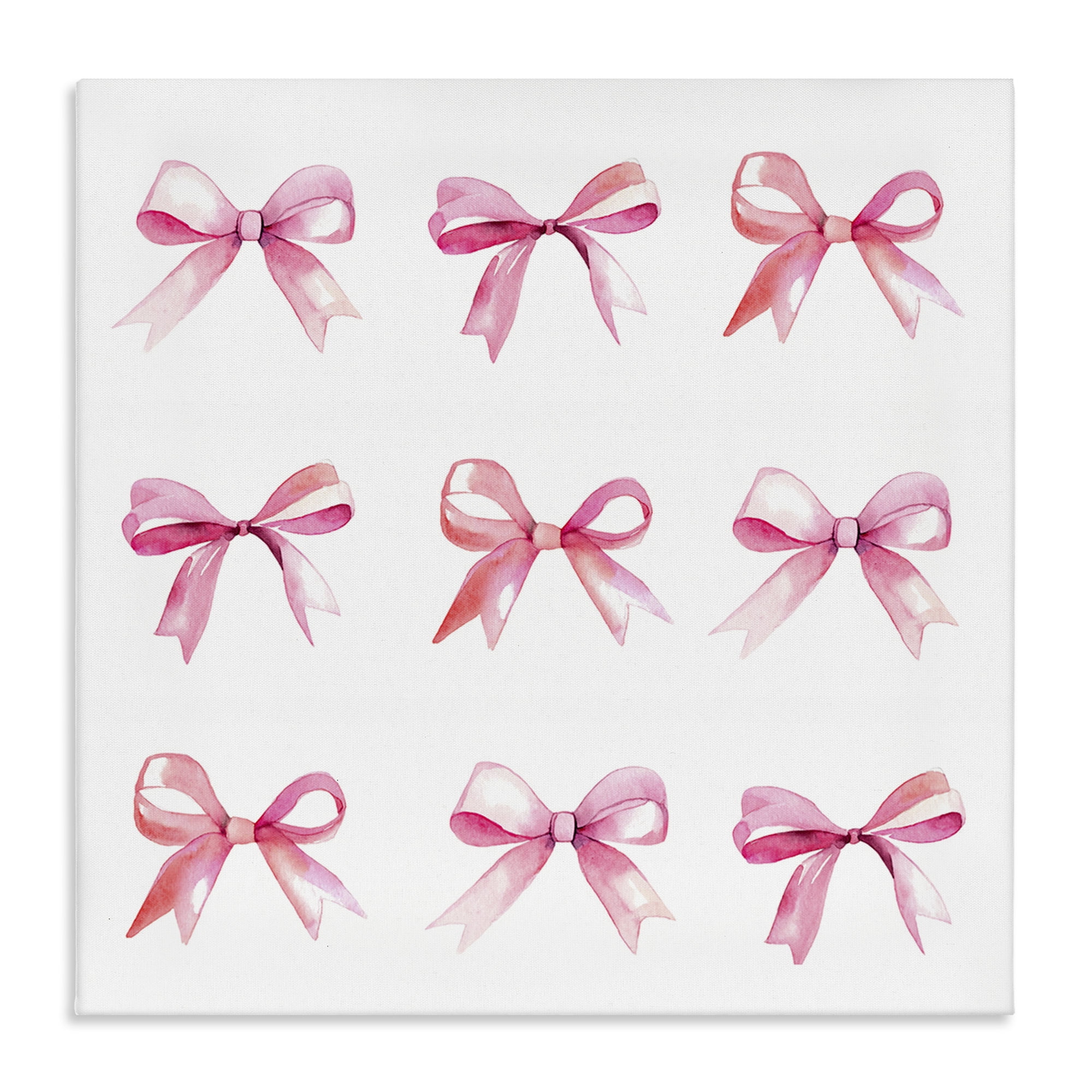 Stupell Industries Pink Bow Pattern Beauty & Fashion Painting Gallery Wrapped Canvas Art Print Wall Art, 17 x 17