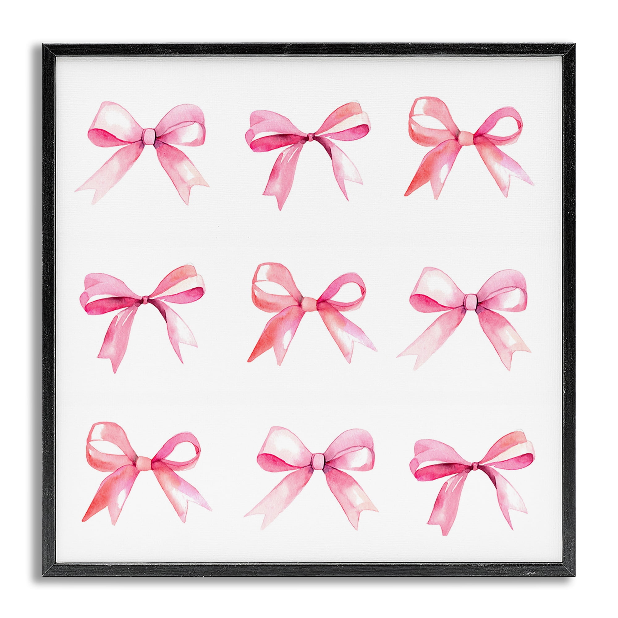 Stupell Industries Pink Bow Pattern Beauty & Fashion Painting Gray Framed Art Print Wall Art, 24 x 24
