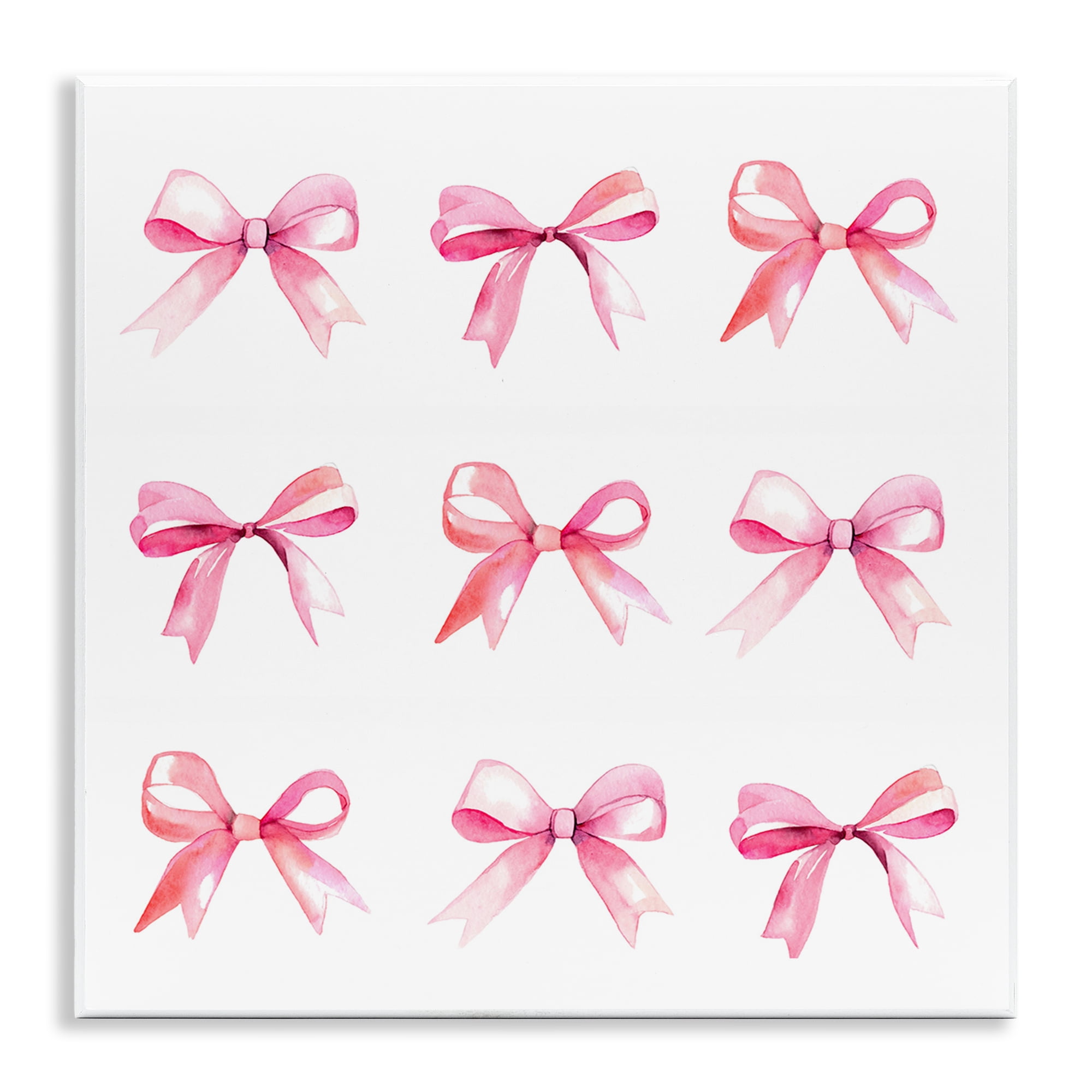 Stupell Industries Pink Bow Pattern Beauty & Fashion Painting Unframed Art Print Wall Art, 12 x 12