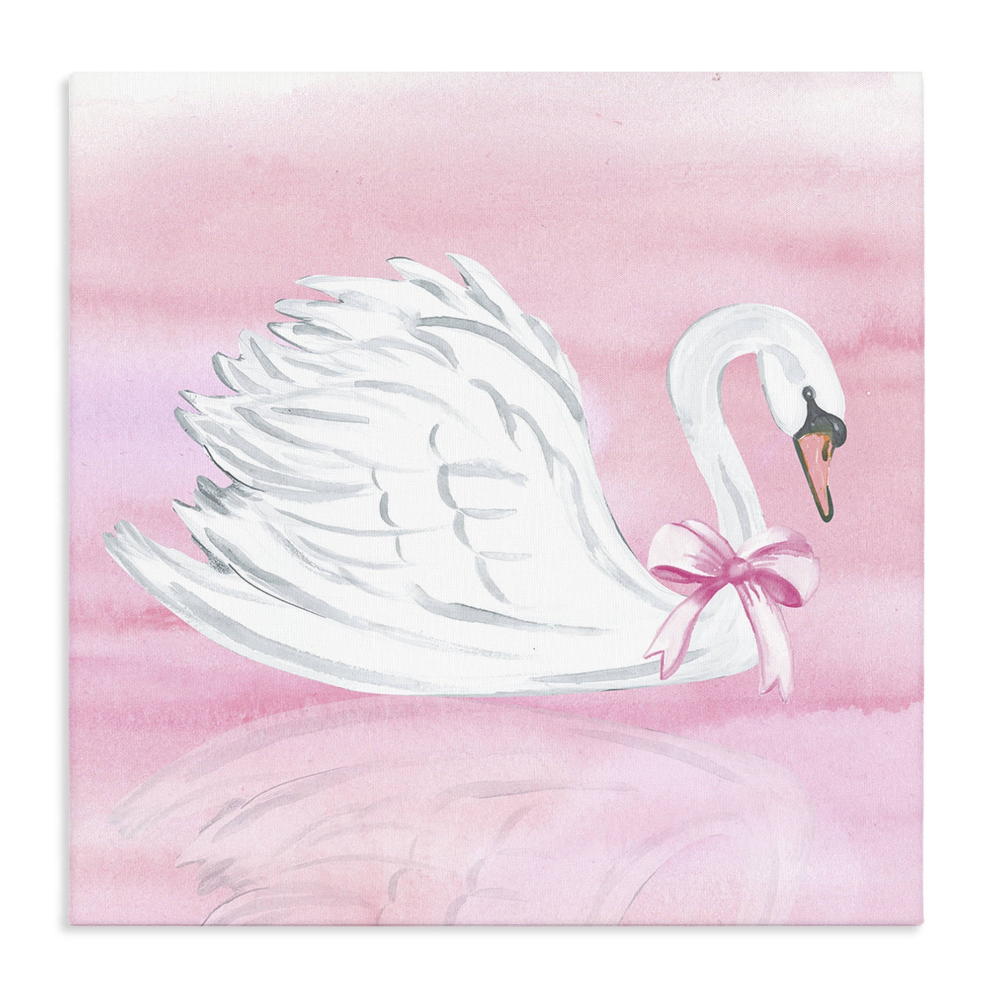 Stupell Industries Pink Bow Swan Canvas Wall Art, design by Corinne Haig