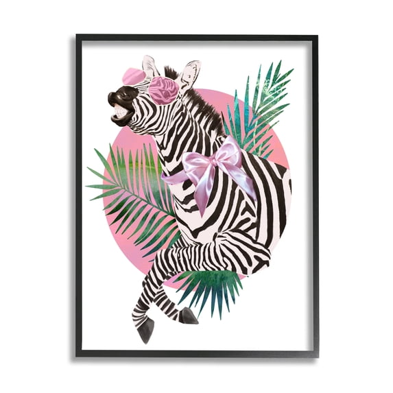 Stupell Industries Pink Bow Zebra Funky Animal Sunglasses Tropical Palms, 11 x 14, Design by Ziwei Li