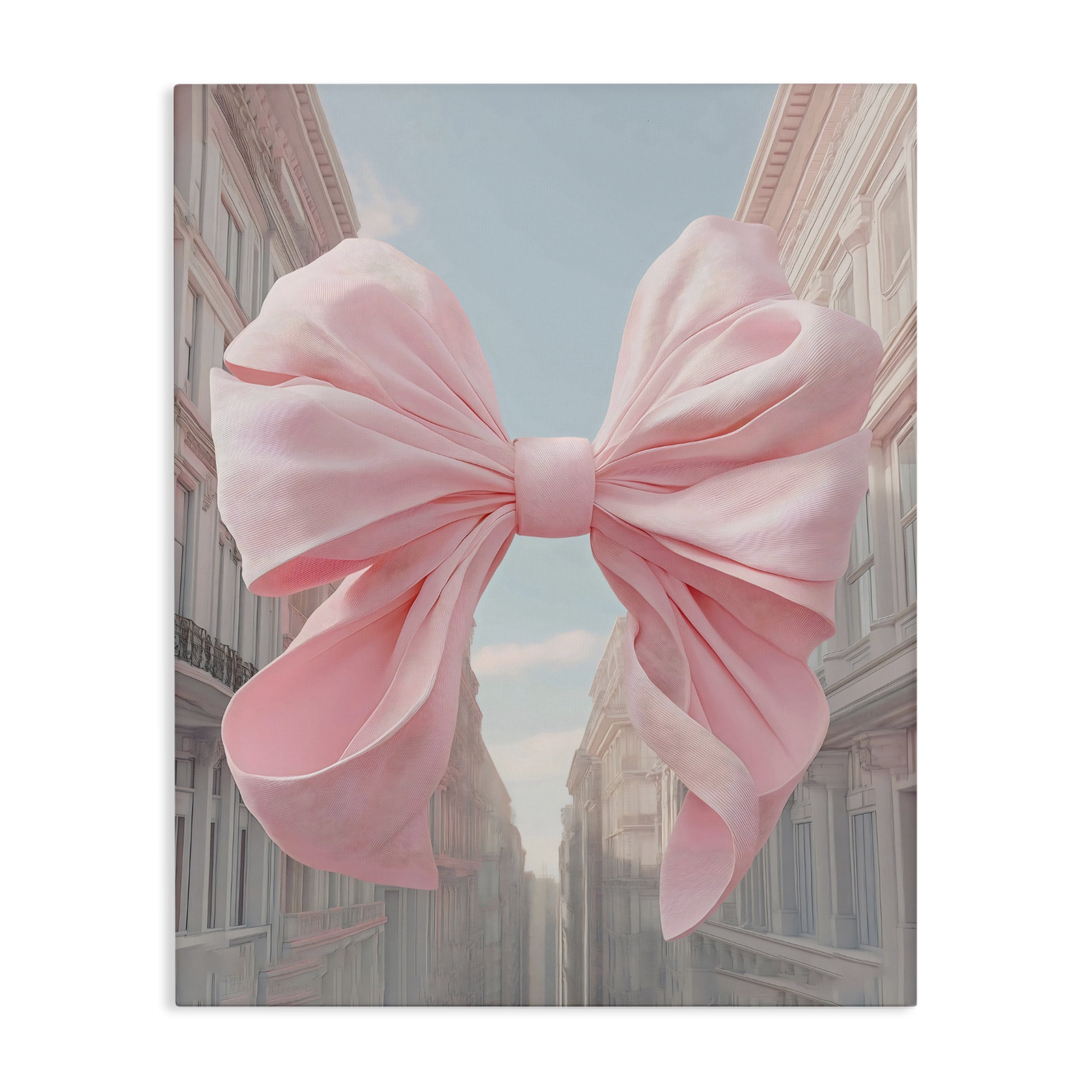 Stupell Industries Pink Bow over City Street Canvas Wall Art, design by The Prints Vibe