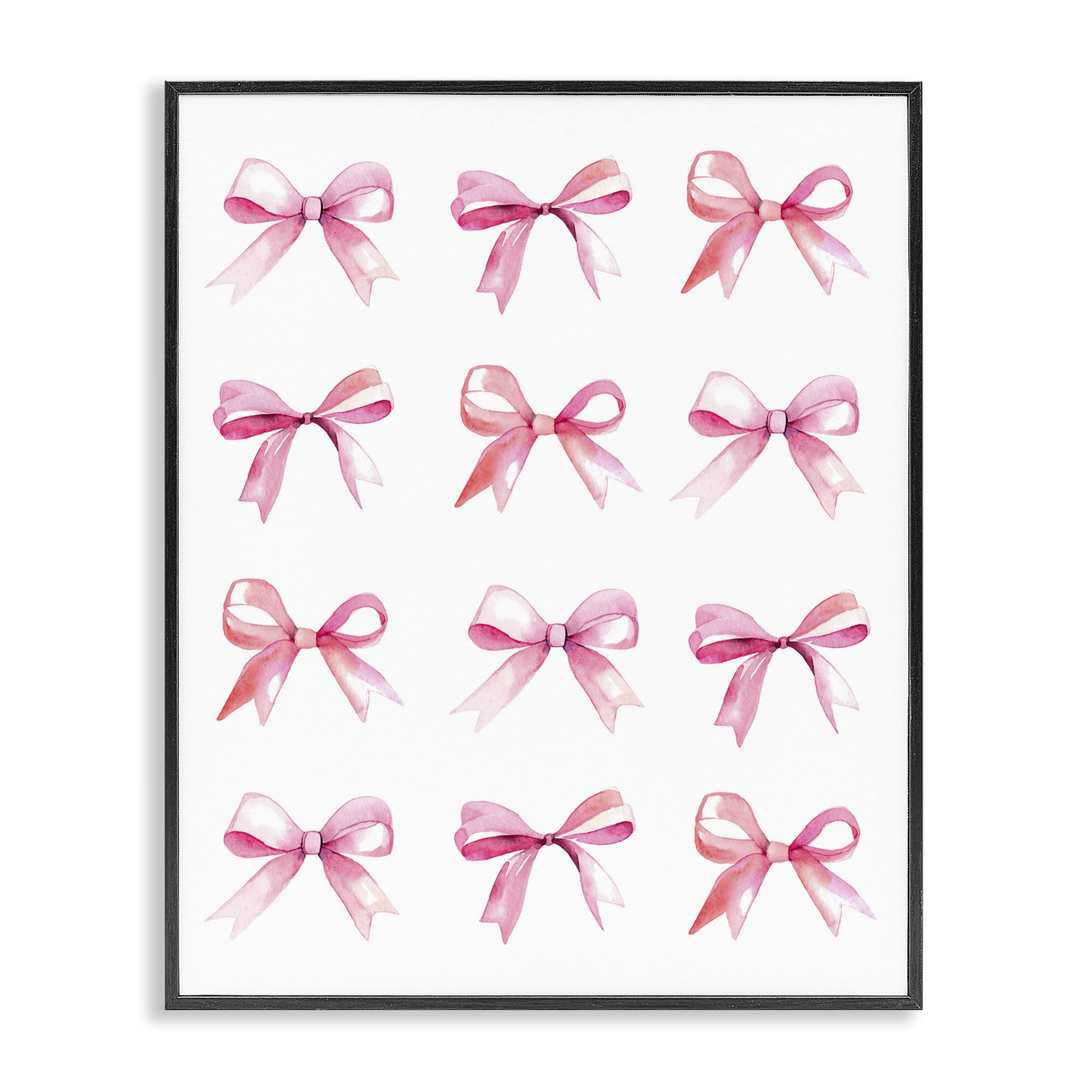 Stupell Industries Pink Bows Rows Beauty & Fashion Painting Black Framed Art Print Wall Art, 24 x 30