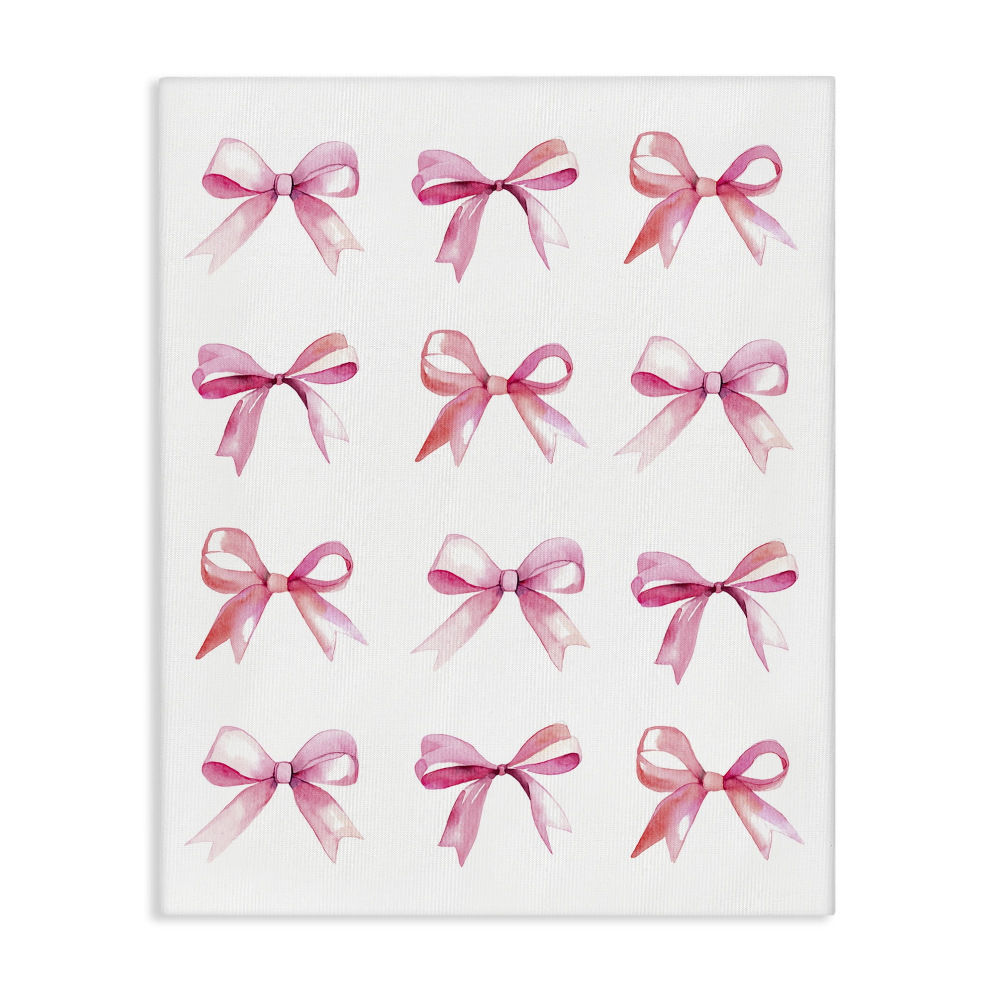 Stupell Industries Pink Bows Rows Beauty & Fashion Painting Gallery Wrapped Canvas Art Print Wall Art, 16 x 20