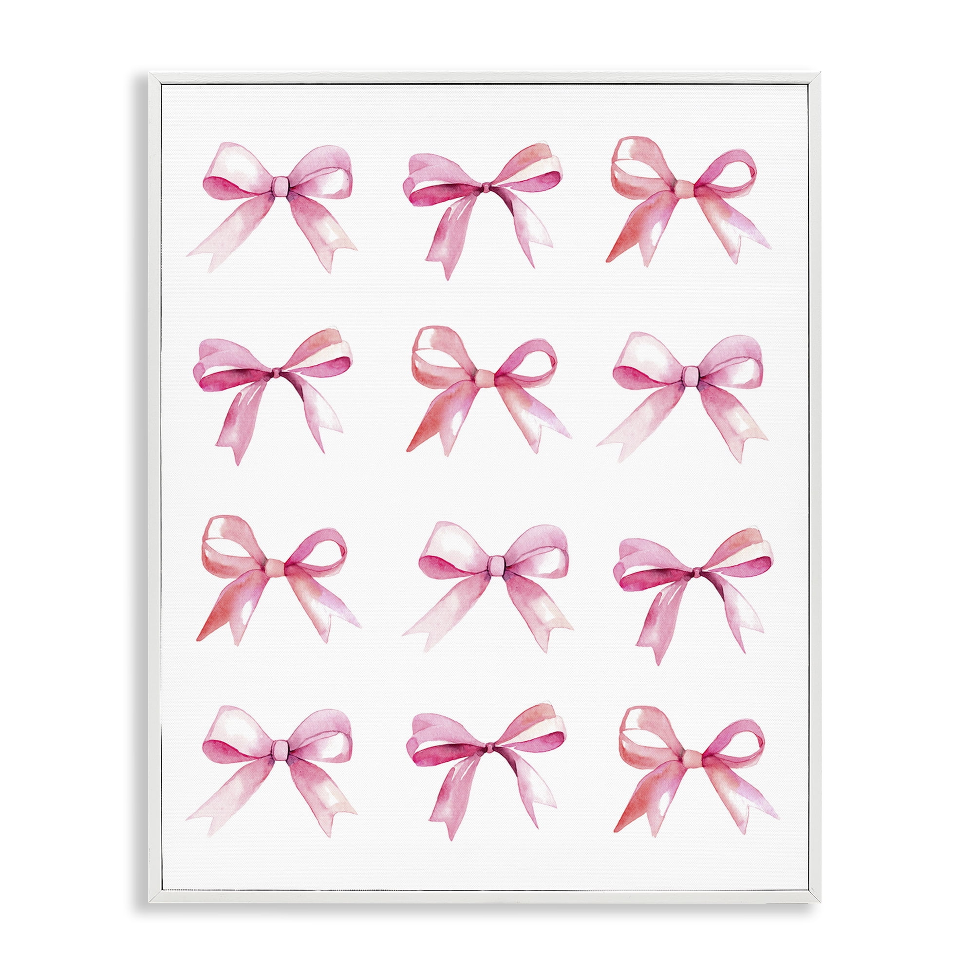 Stupell Industries Pink Bows Rows Beauty & Fashion Painting White Framed Art Print Wall Art, 16 x 20