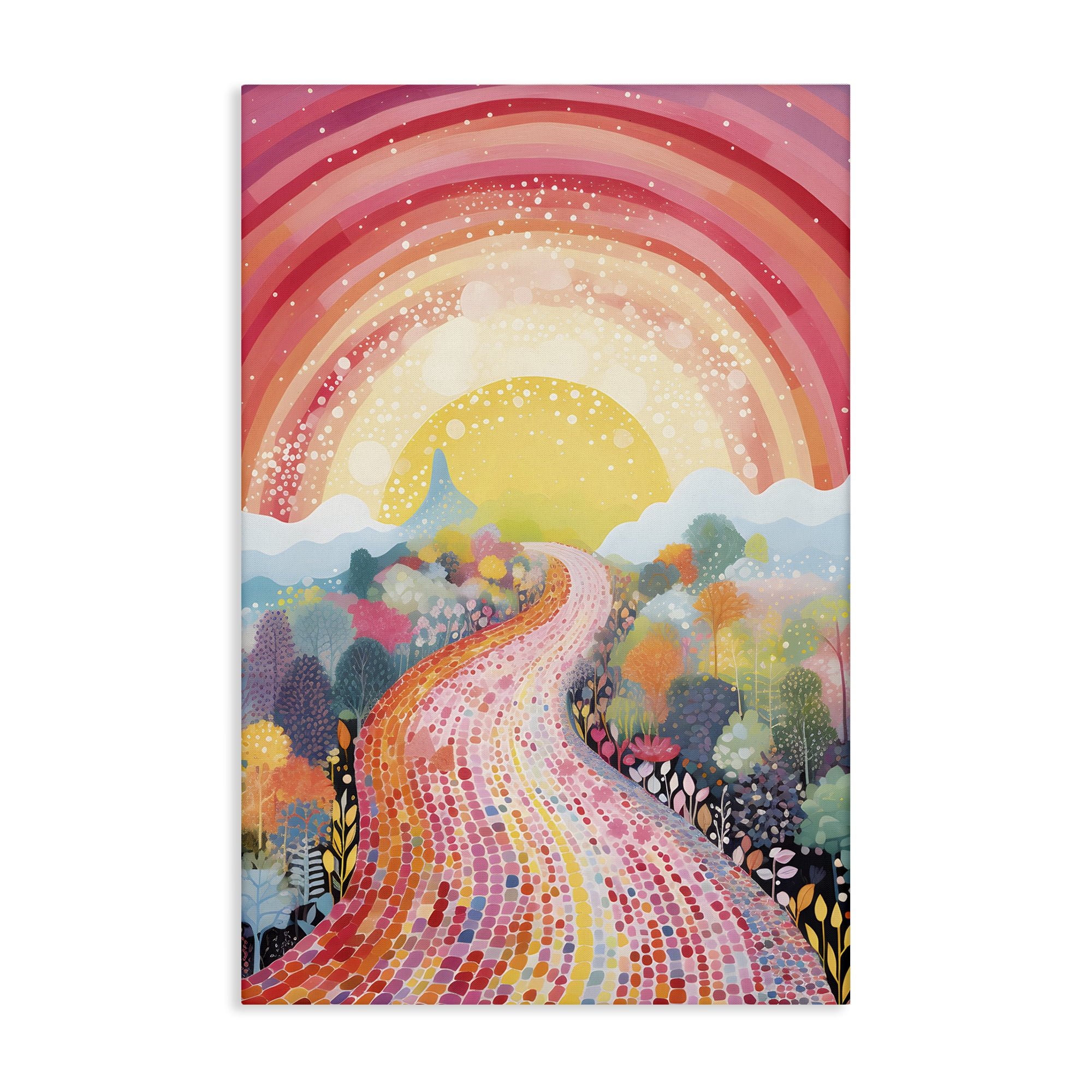 Stupell Industries Pink Brick Road Journey Landscape Painting Gallery Wrapped Canvas Art Print Wall Art, 20 x 30