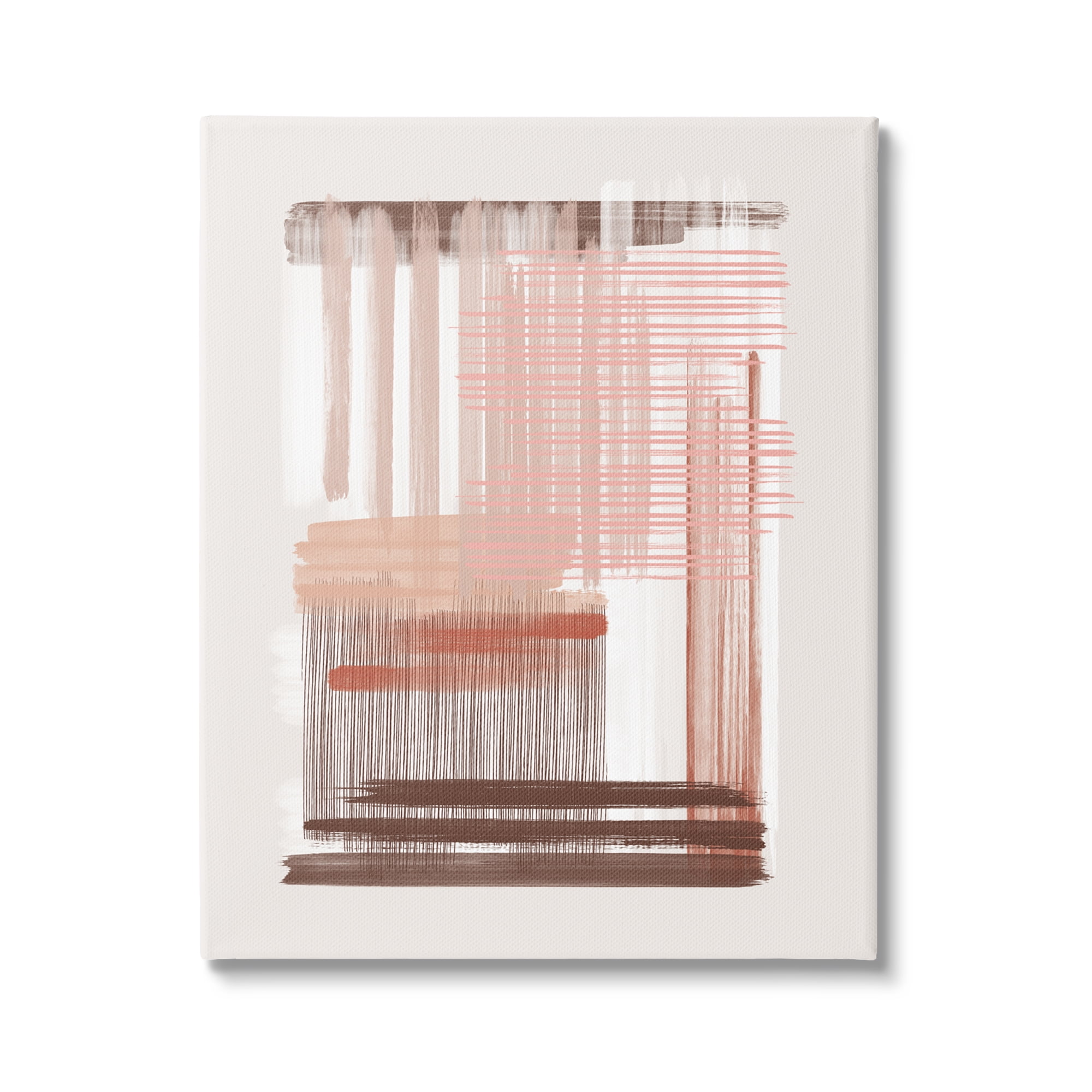 Stupell Industries Pink & Brown Abstract Lines Abstract Painting Gallery Wrapped Canvas Print Wall Art, 36 x 48