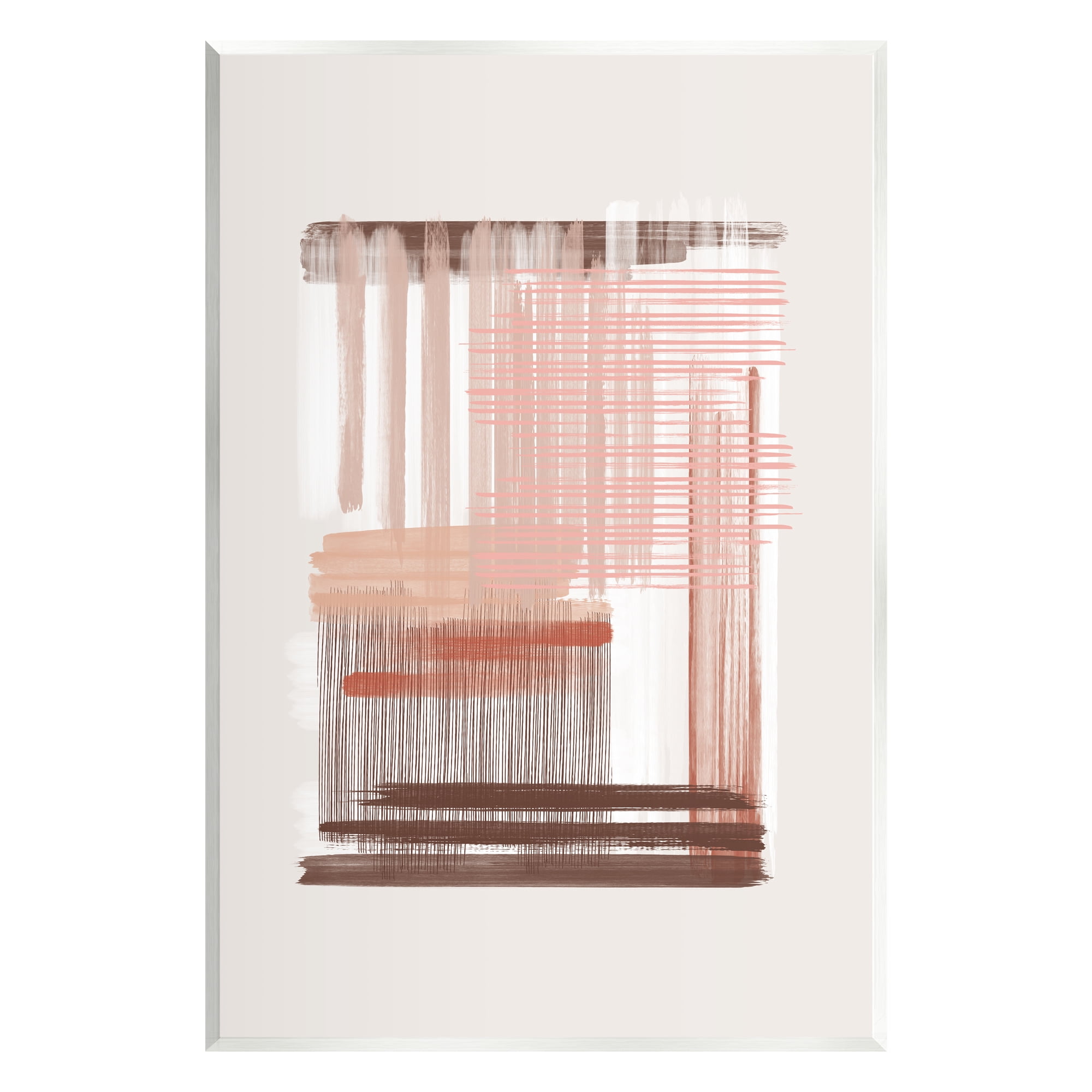 Stupell Industries Pink & Brown Abstract Lines Abstract Painting Unframed Art Print Wall Art, 10 x 15