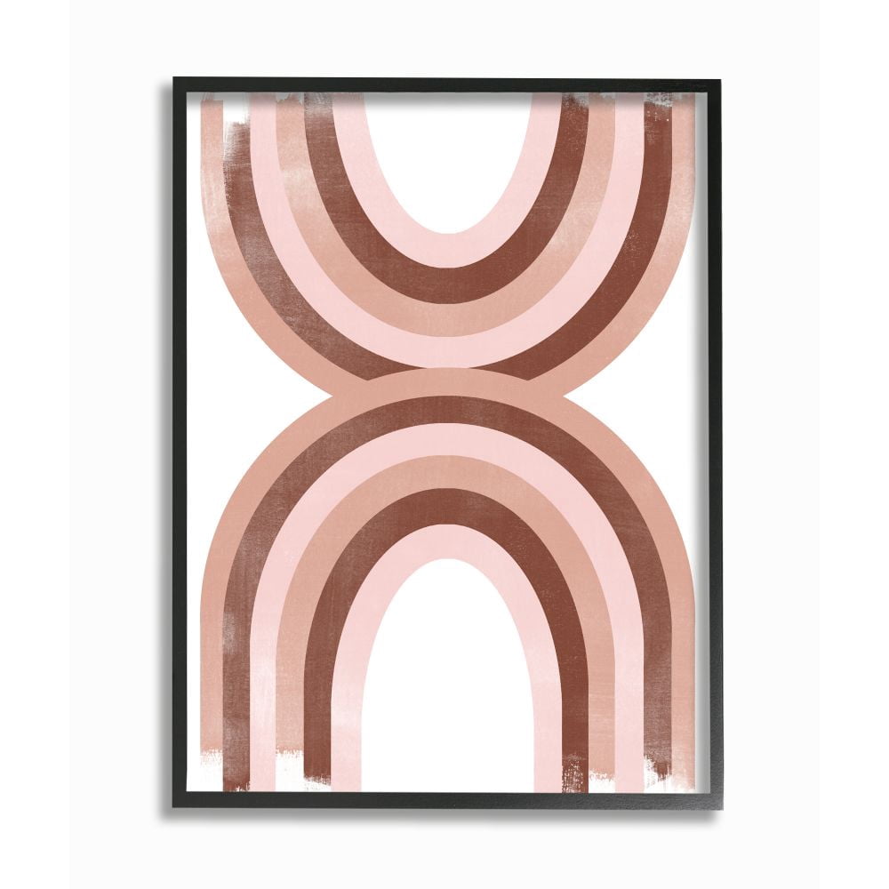 Stupell Industries Pink Brown Rainbow Retro Color Curves Framed Wall Art Design by June Erica Vess, 11" x 14", Black Framed