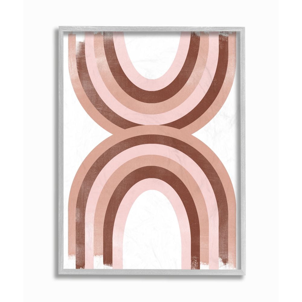 Stupell Industries Pink Brown Rainbow Retro Color Curves Framed Wall Art Design by June Erica Vess