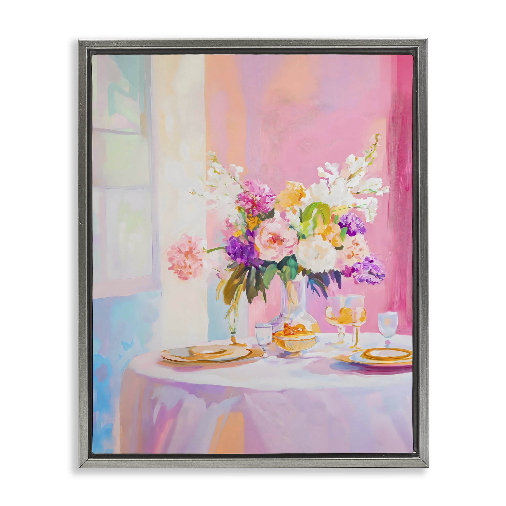 Stupell Industries Pink Brunch with Romantic Bouquet Gray Framed Floater Canvas Wall Art, design by The Prints Vibe