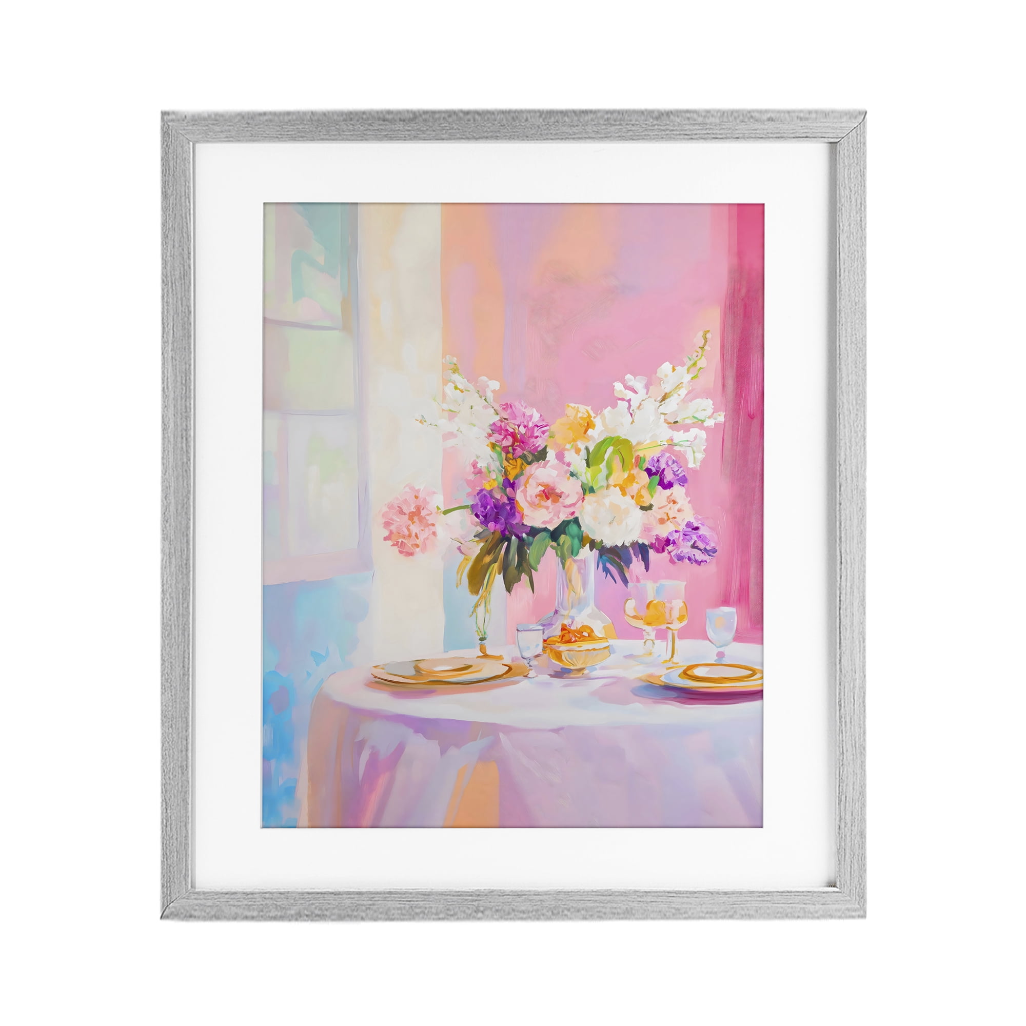 Stupell Industries Pink Brunch with Romantic Bouquet Gray Framed Print Under Glass, design by The Prints Vibe