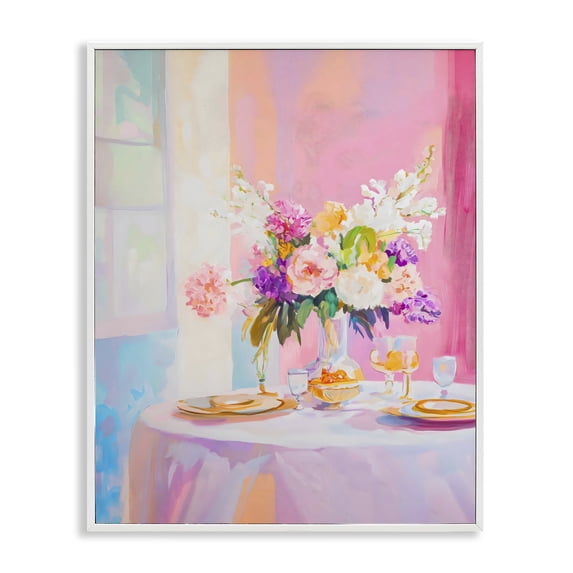 Stupell Industries Art Deco Pink Brunch with Romantic Bouquet White Framed Giclee Art, 16 x 20, by The Prints Vibe