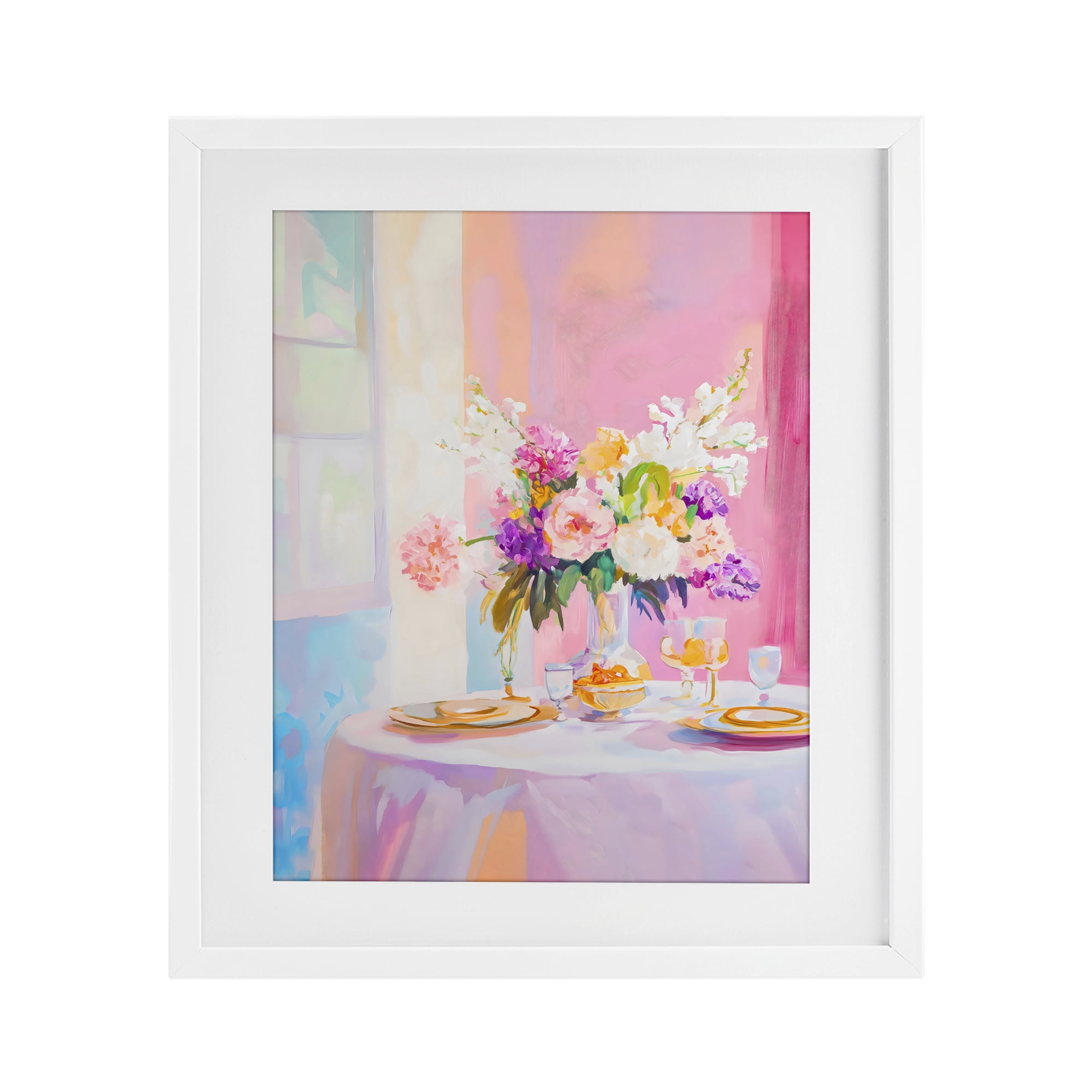 Stupell Industries Pink Brunch with Romantic Bouquet White Framed Print Under Glass, design by The Prints Vibe