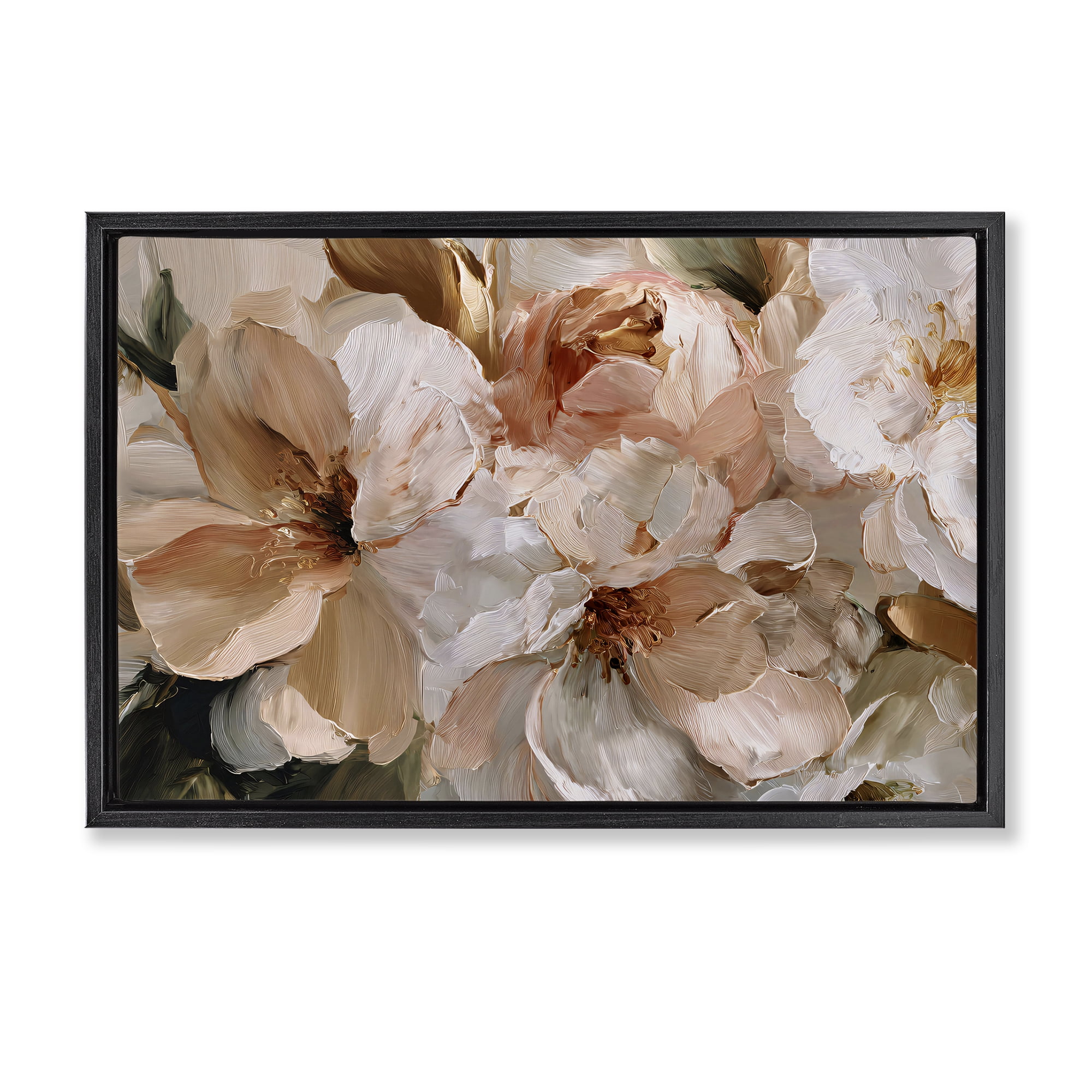 Stupell Industries Pink Brushstroke Petals Black Framed Floater Canvas Wall Art, design by Jacky Ngan