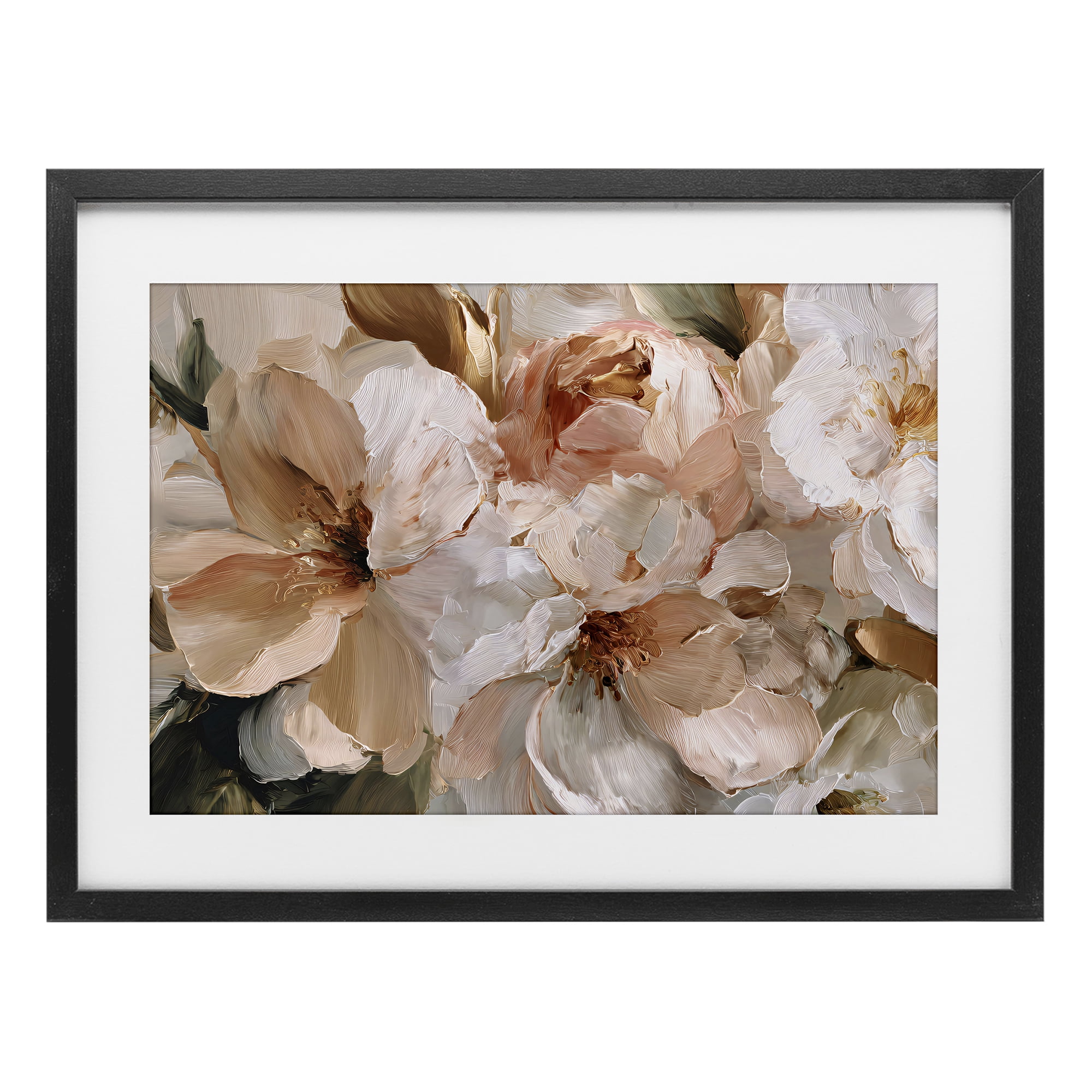 Stupell Industries Pink Brushstroke Petals Black Framed Print Under Glass, design by Jacky Ngan