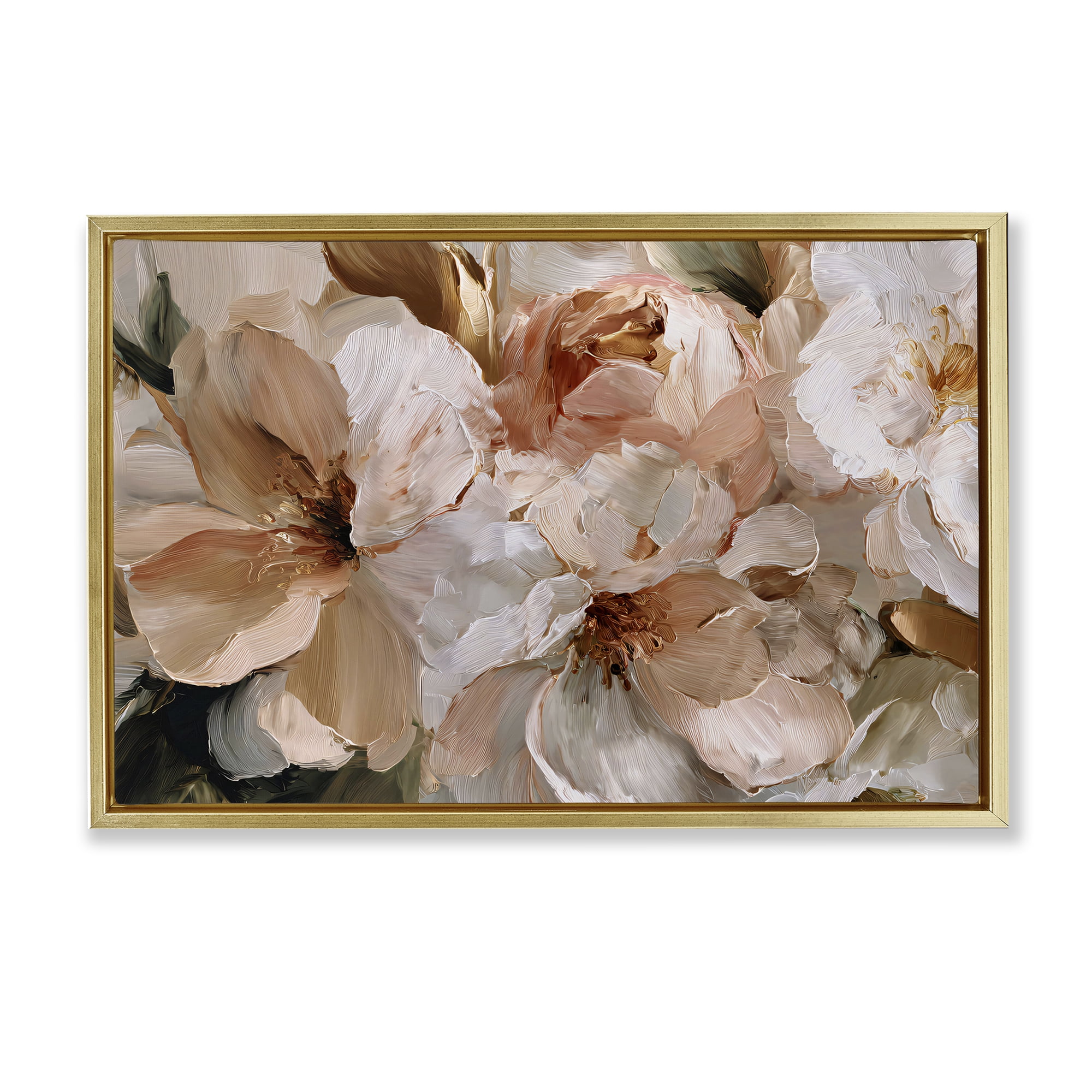 Stupell Industries Pink Brushstroke Petals Gold Framed Floater Canvas Wall Art, design by Jacky Ngan