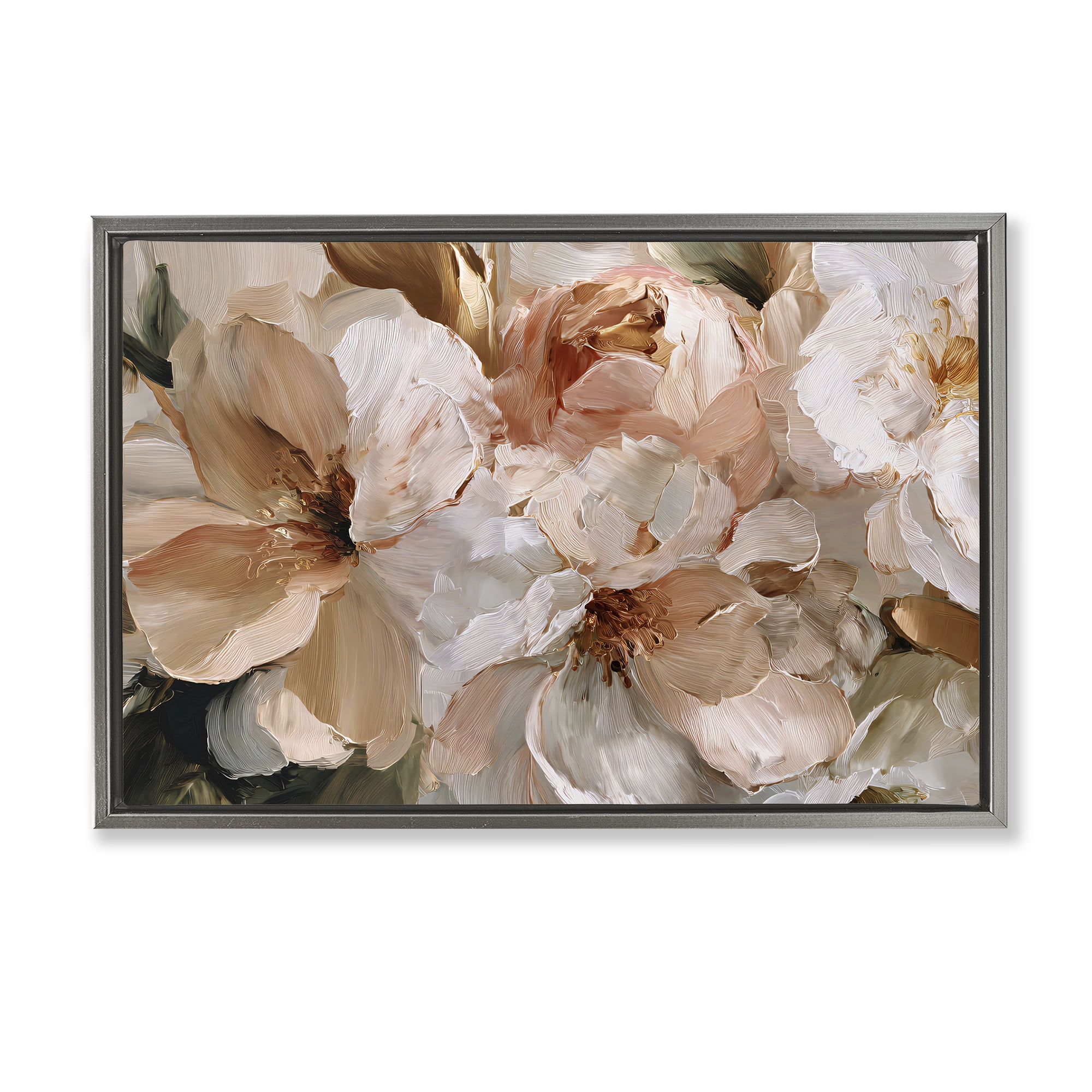 Stupell Industries Pink Brushstroke Petals Gray Framed Floater Canvas Wall Art, design by Jacky Ngan