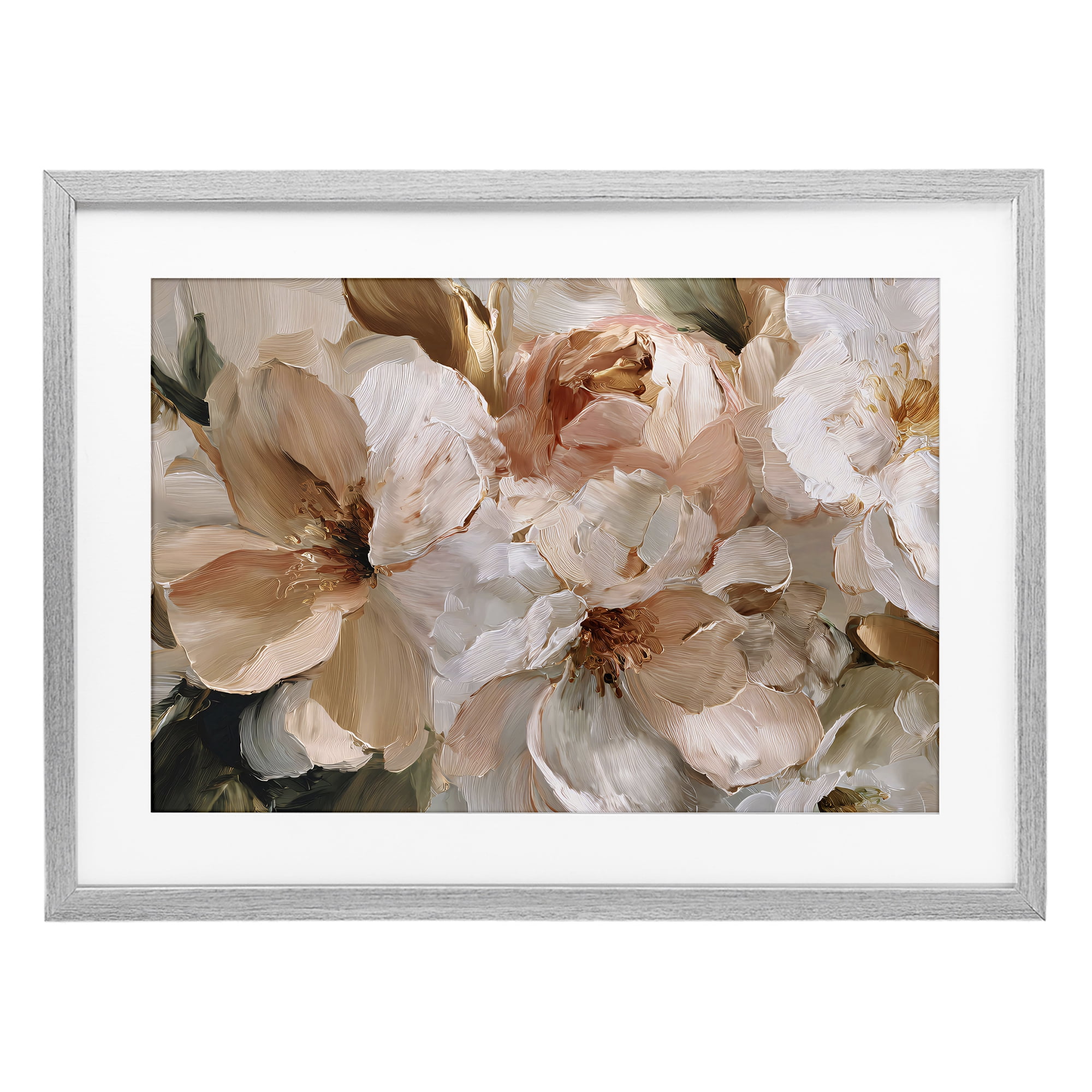 Stupell Industries Pink Brushstroke Petals Gray Framed Print Under Glass, design by Jacky Ngan