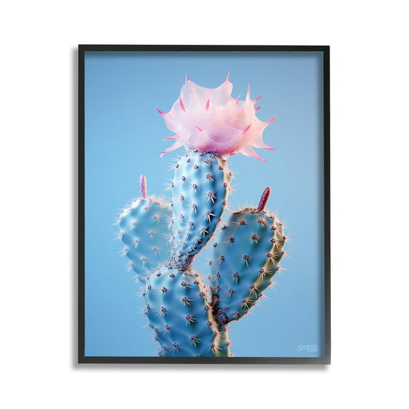 Stupell Industries Pink Budding Cactus Flowers Botanical & Floral Painting Black Framed Art Print Wall Art, 11 x 14