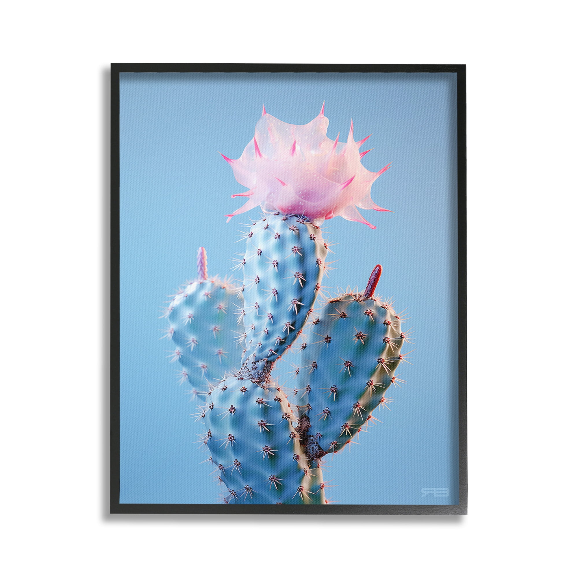 Stupell Industries Pink Budding Cactus Flowers Botanical & Floral Painting Black Framed Art Print Wall Art, 24 x 30