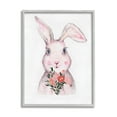 thumbnail image 1 of Stupell Industries Pink Bunny & Flowers Animals & Insects Painting Gray Framed Art Print Wall Art, 24 x 30, 1 of 9