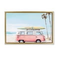 thumbnail image 1 of Stupell Industries Pink Bus on Tropical Shores Transportation Painting Gold Floater Framed Canvas Art Print Wall Art, 31 x 21, 1 of 9