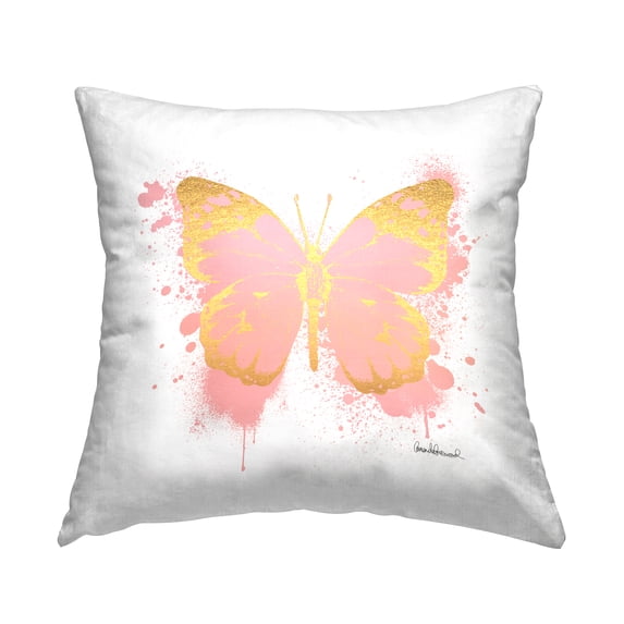 Stupell Industries Pink Butterfly Urban Splatter Printed Throw Pillow Design by Amanda Greenwood