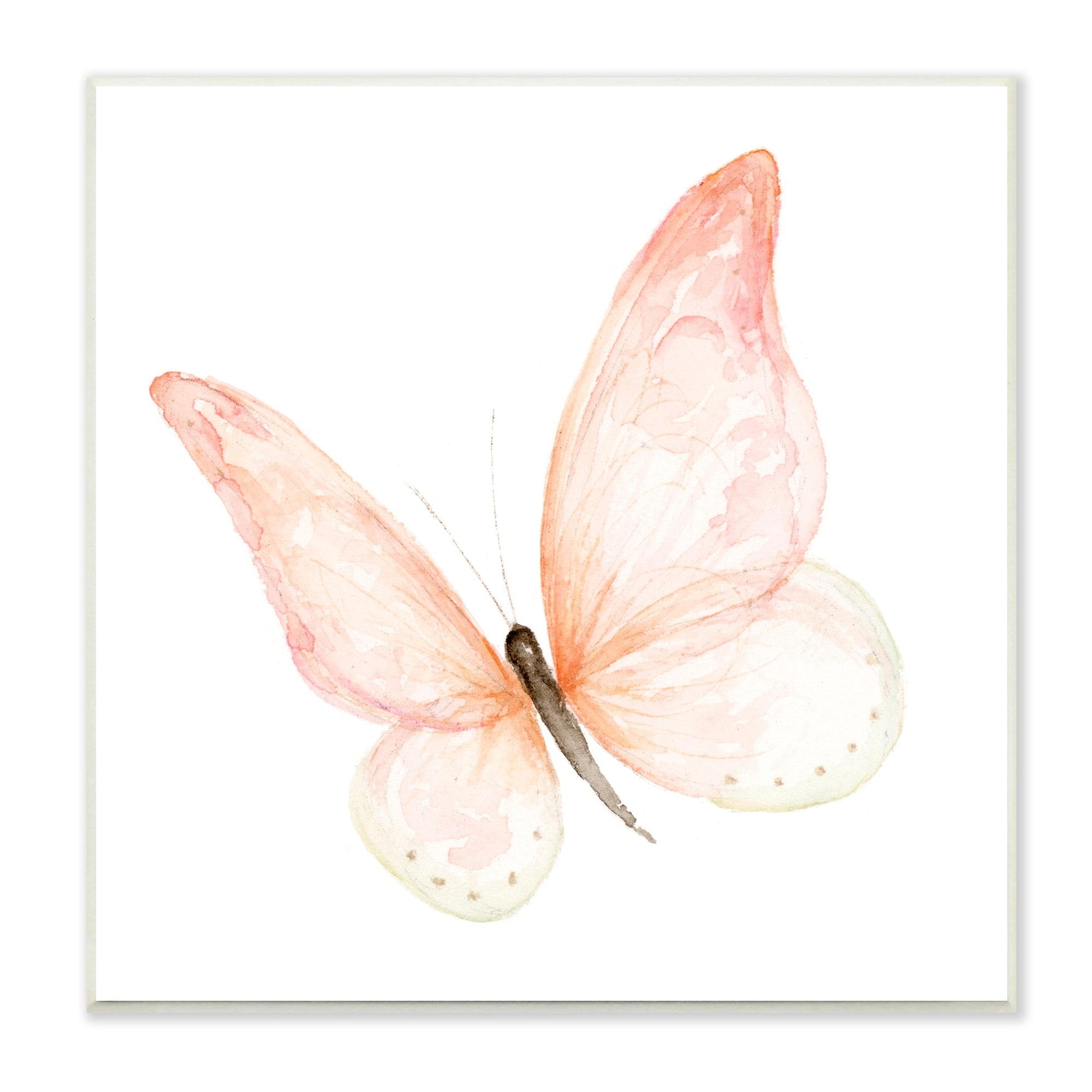 Stupell Industries Pink Butterfly Watercolor Painting Kids' Nursery Insect, 12 x 12,Design by Fox Hollow Studios