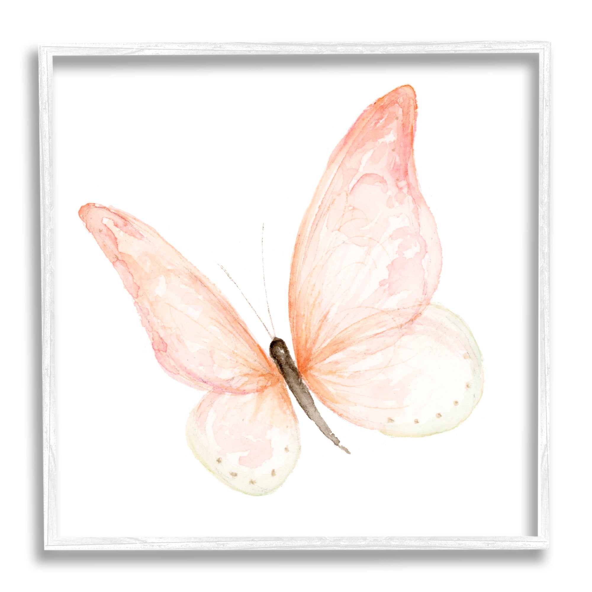 Stupell Industries Pink Butterfly Watercolor Painting Kids' Nursery Insect, 24 x 24,Design by Fox Hollow Studios