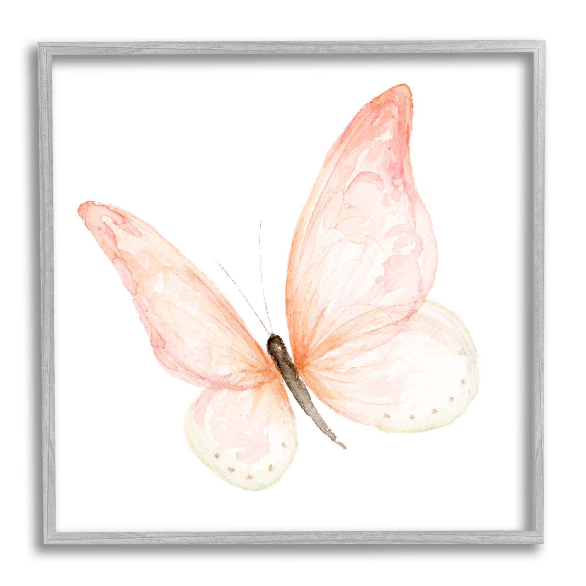 Stupell Industries Pink Butterfly Watercolor Painting Kids' Nursery Insect, 24 x 24,Design by Fox Hollow Studios