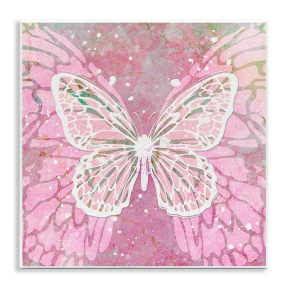 Stupell Industries Pink Butterfly Wings Animals Painting Unframed Art Print Wall Art, 12 x 12