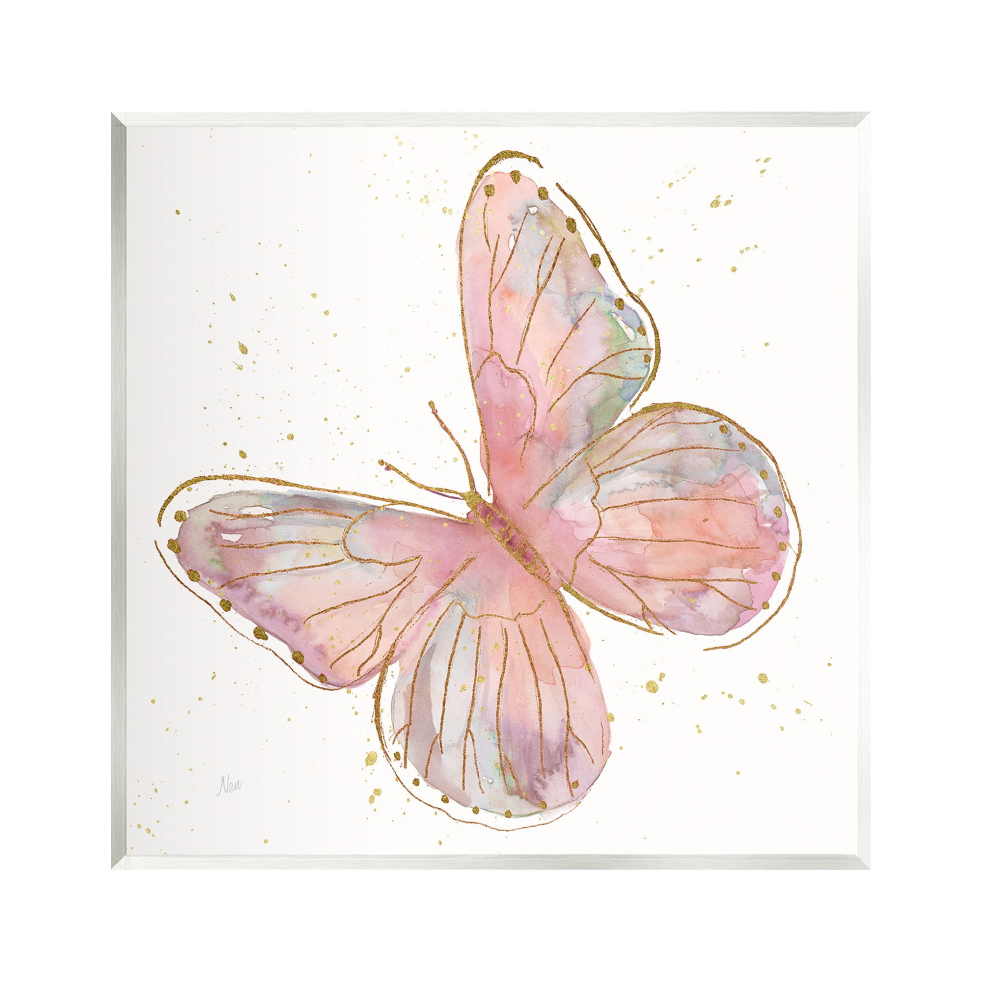 Stupell Industries Pink Butterfly Wings Glam Detail Animals & Insects Painting Unframed Art Print Wall Art