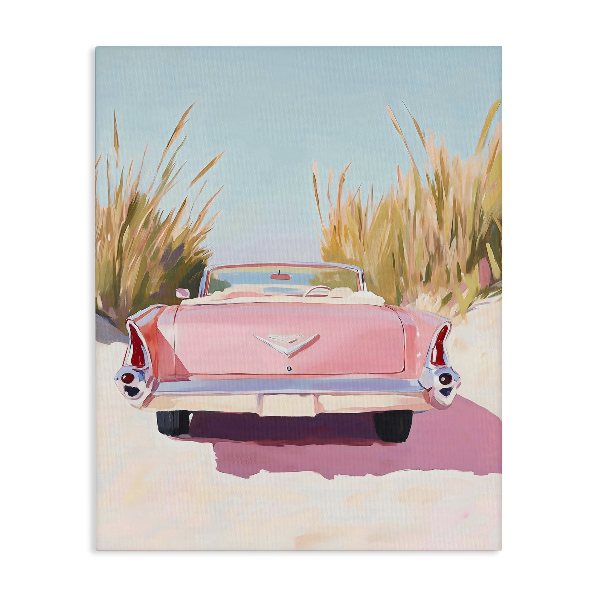 Stupell Industries Pink Cadillac on Beach Canvas Wall Art, design by The Prints Vibe
