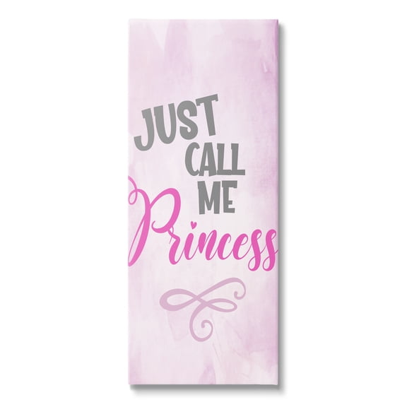Stupell Industries Pink Call Me Princess Inspirational Painting Gallery Wrapped Canvas Art Print Wall Art, 10 x 24