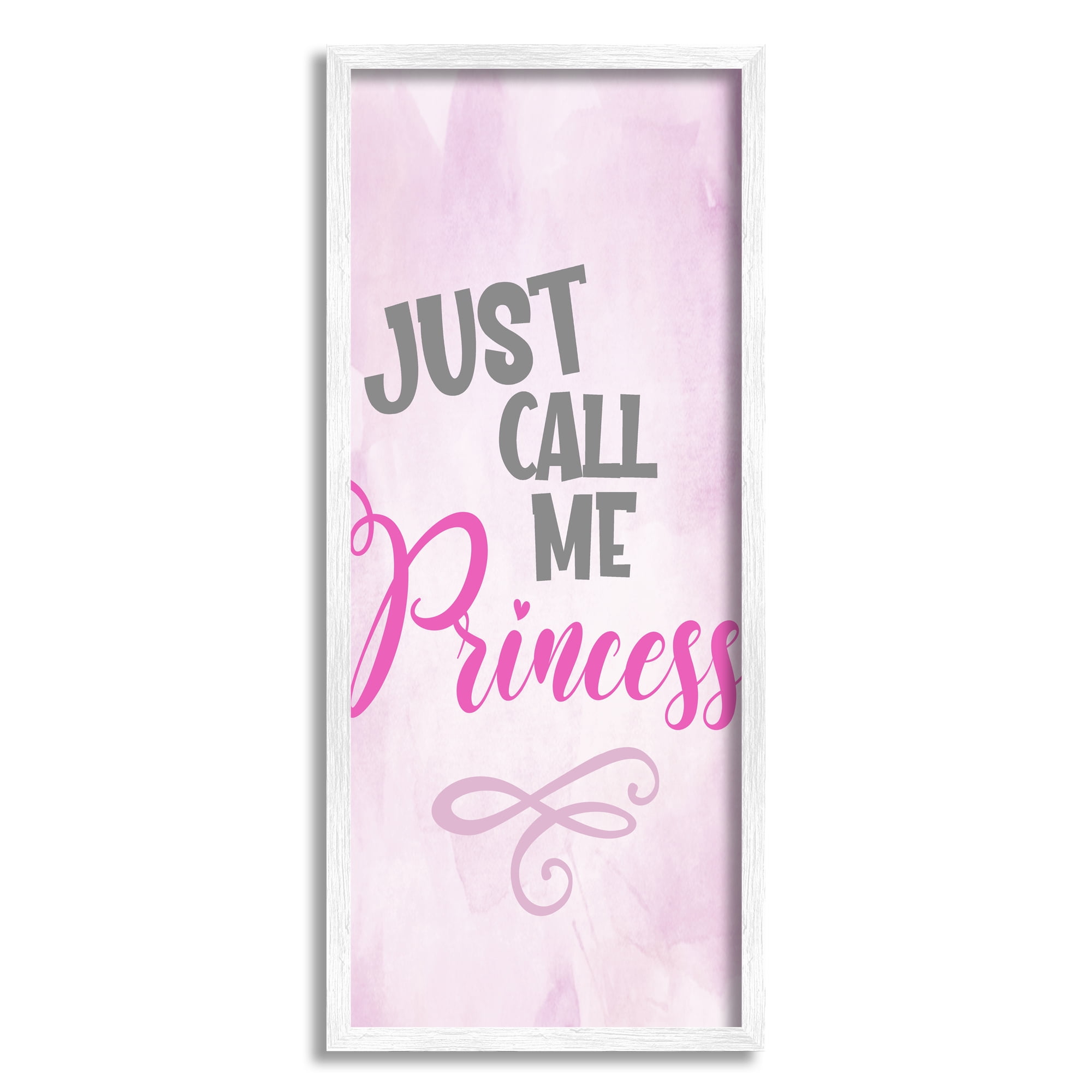 Stupell Industries Pink Call Me Princess Inspirational Painting White Framed Art Print Wall Art, 13 x 30