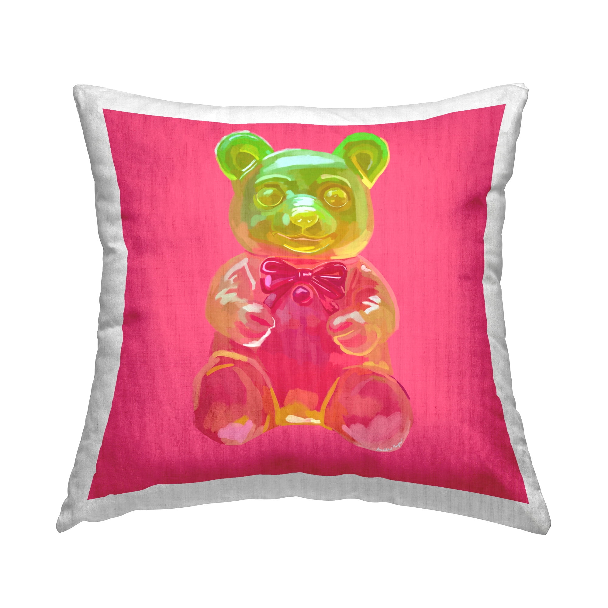 Stupell Industries Pink Candy Bear Decorative Printed Throw Pillow Design by Amelia Noyes