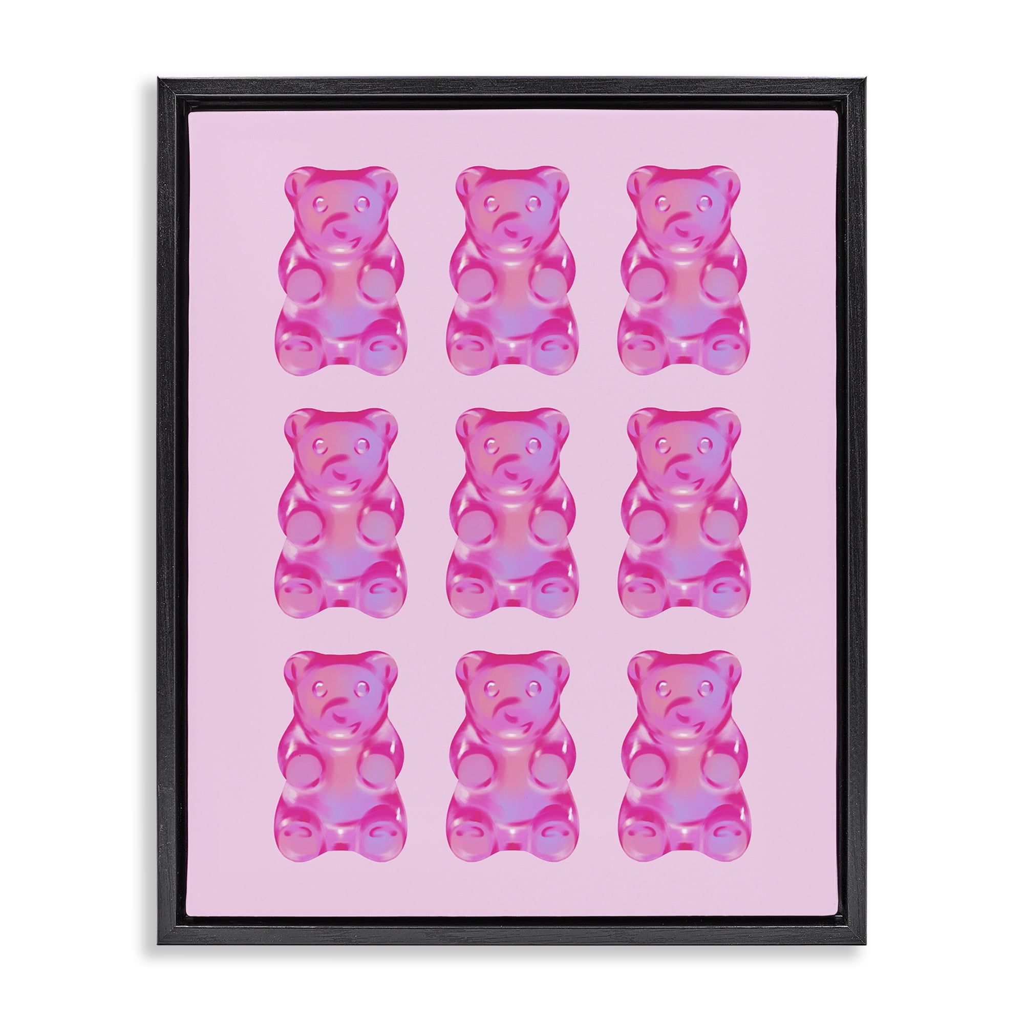 Stupell Industries Pink Candy Bears Food & Beverage Painting Black Floater Framed Canvas Art Print Wall Art, 17 x 21