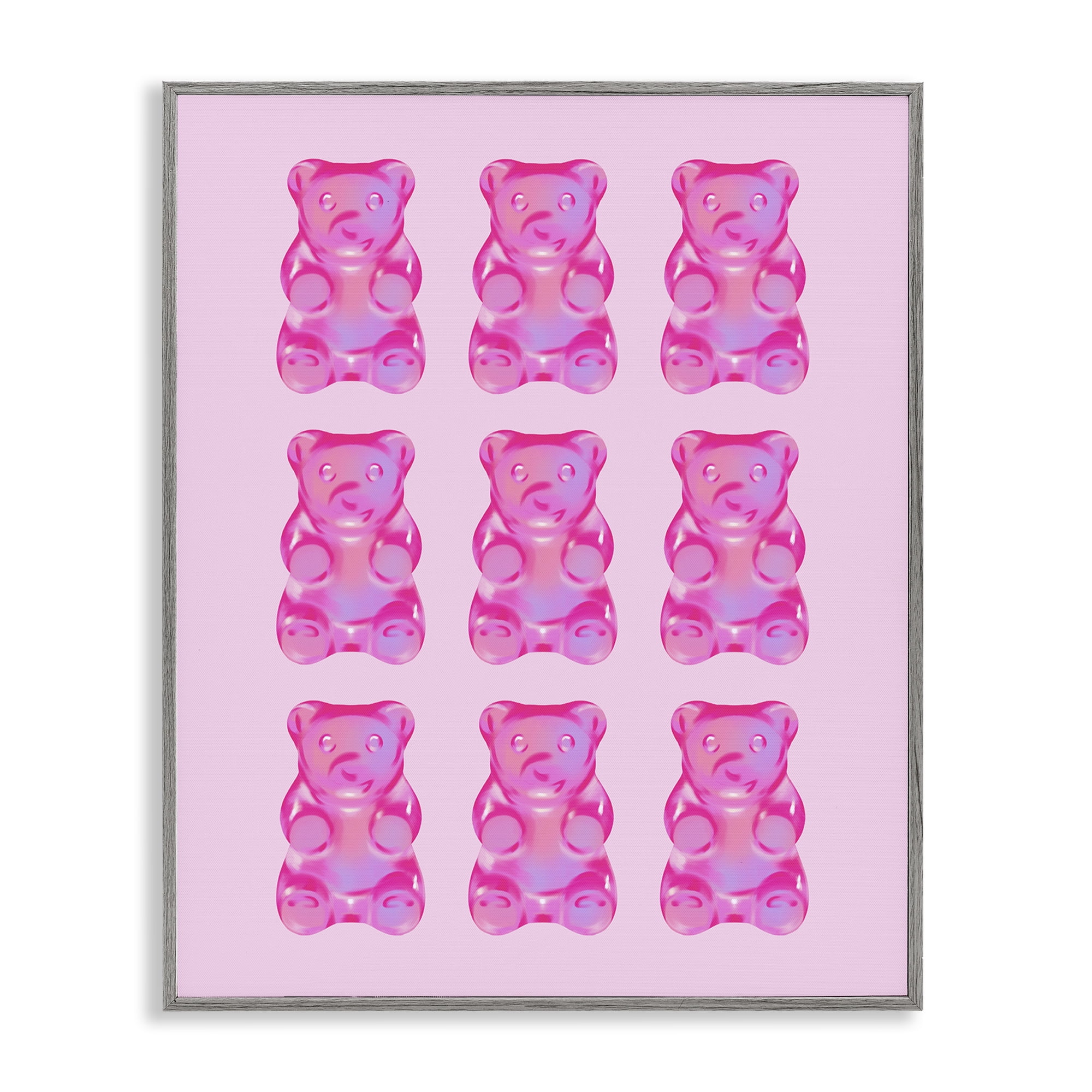 Stupell Industries Pink Candy Bears Food & Beverage Painting Gray Framed Art Print Wall Art, 16 x 20