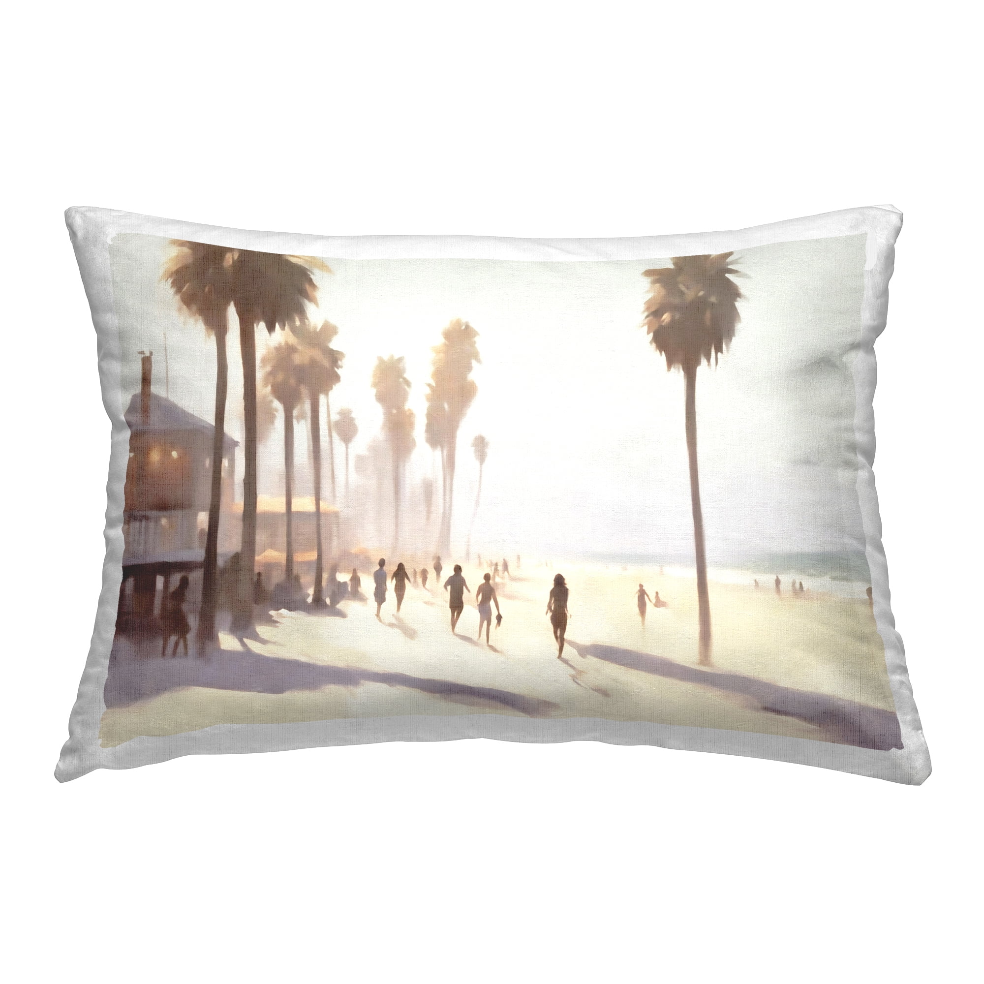 Stupell Industries Pink Canopy Beach Scene Decorative Printed Throw Pillow Design by Noah Bay.