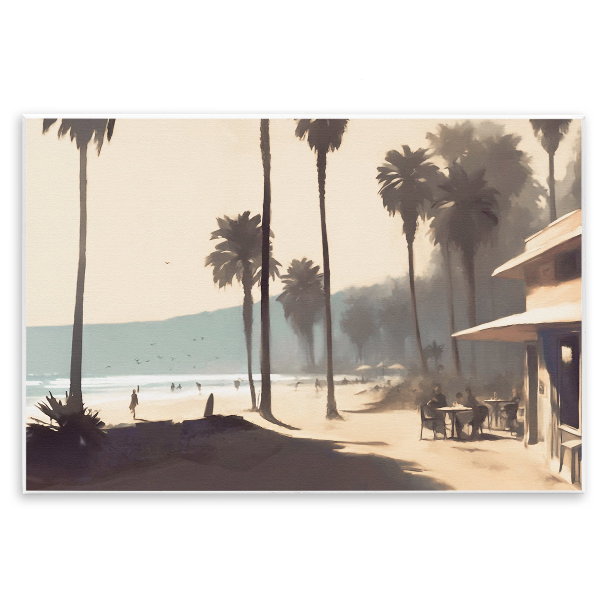 Stupell Industries Pink Canopy Beach Scene Landscape & Nature Painting Unframed Art Print Wall Art, 19 x 13