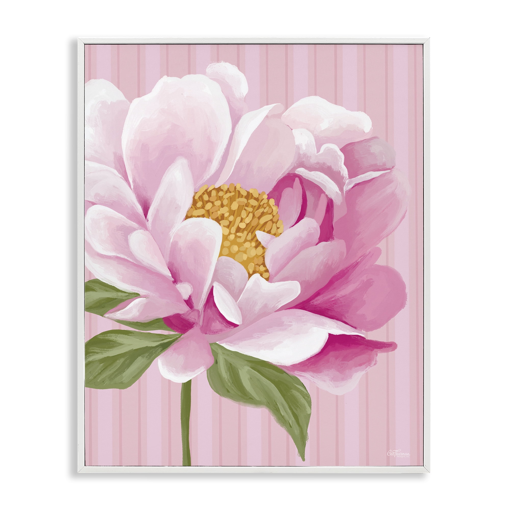 Stupell Industries Pink Carnation Bloom Botanical & Floral Painting White Framed Art Print Wall Art, 11 x 14