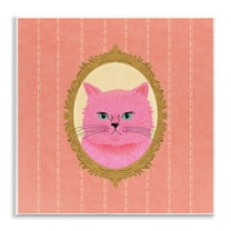 Stupell Industries Pink Cat Portrait Animals Painting Unframed Art Print Wall Art, 12 x 12