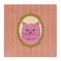 Stupell Industries Pink Cat Portrait Animals Painting Wrapped Canvas Art Print Wall Art, 17 x 17