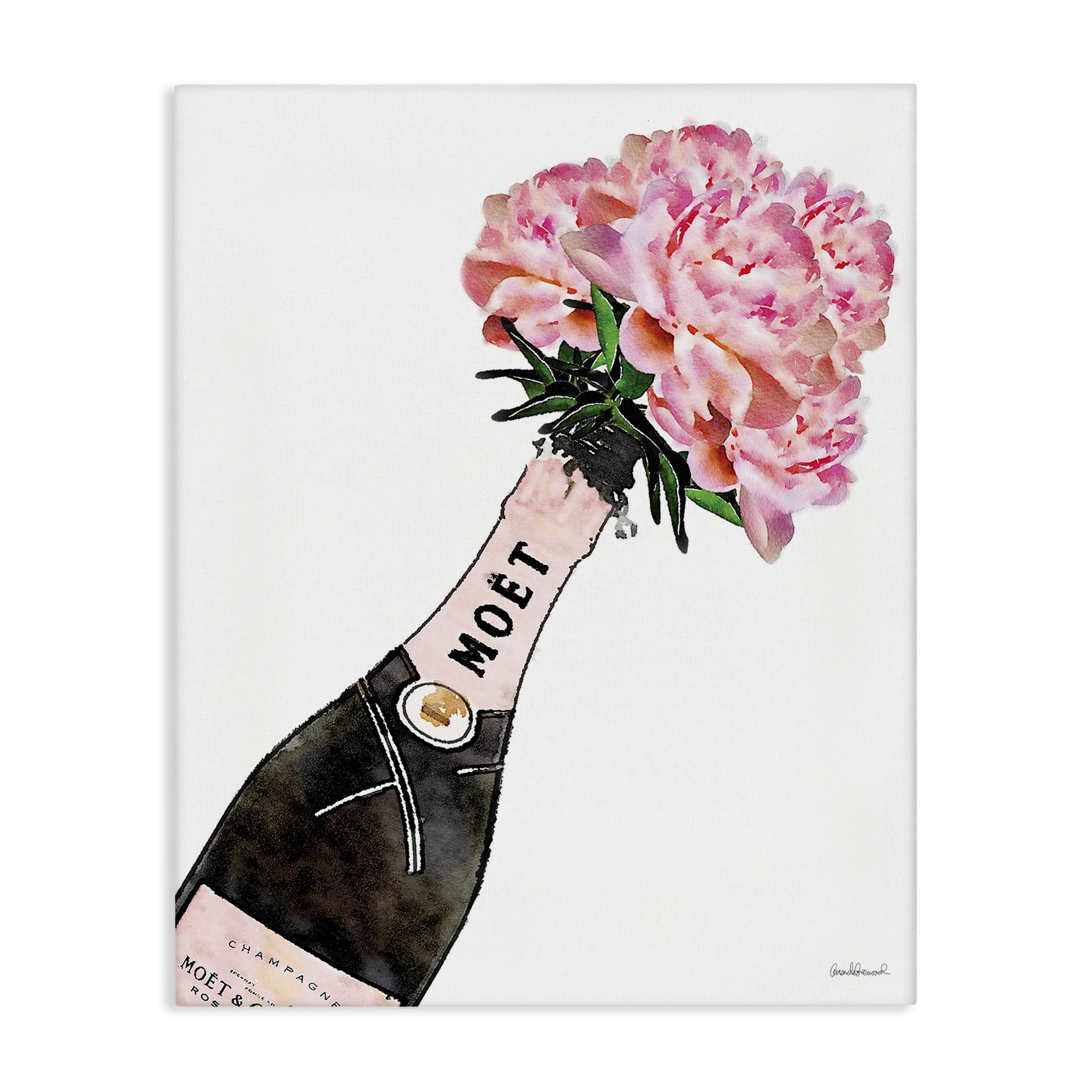 Stupell Industries Pink Champagne Bouquet Botanical & Floral Painting Gallery Wrapped Canvas Art Print Wall Art, 36 x 48
