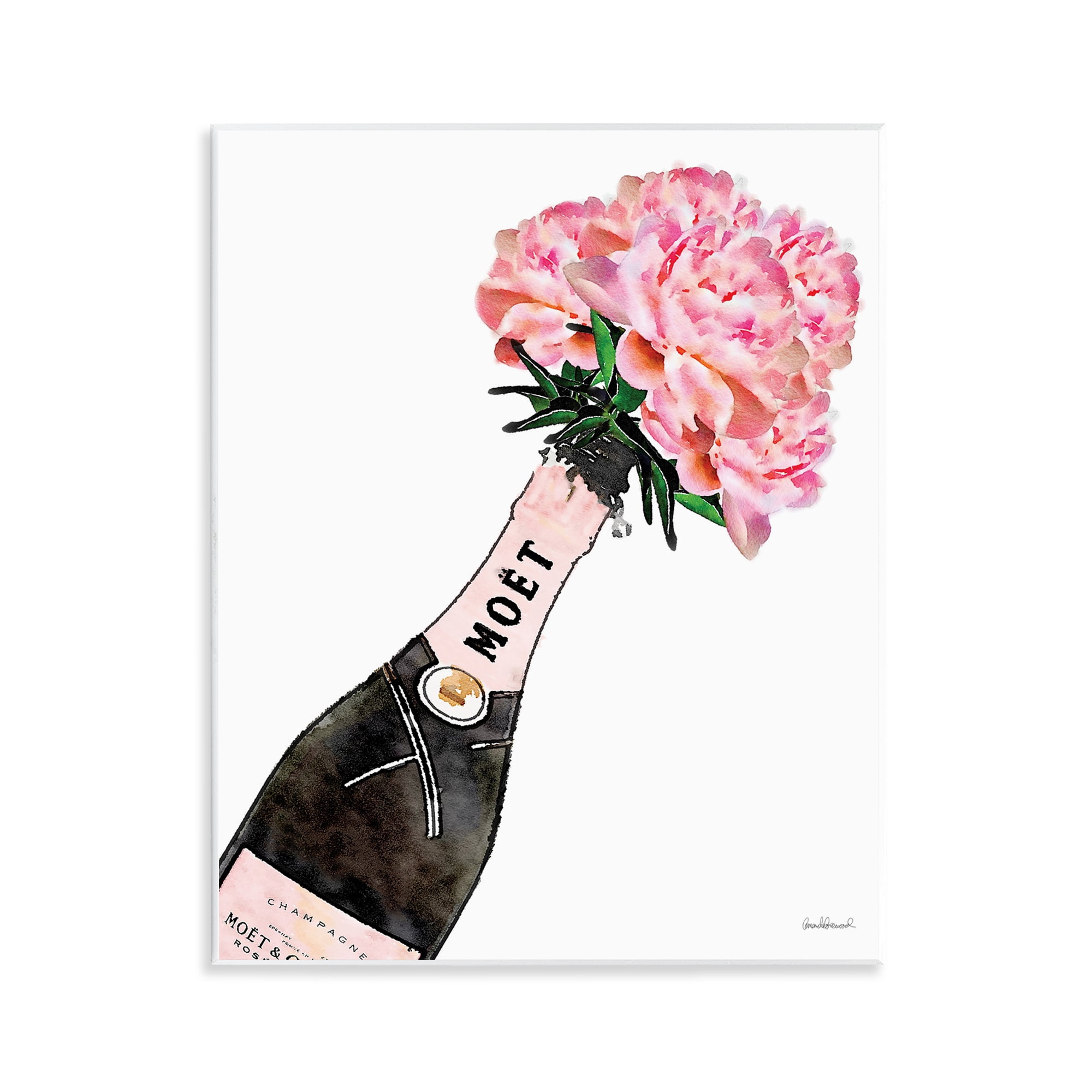 Stupell Industries Pink Champagne Bouquet Botanical & Floral Painting Unframed Art Print Wall Art, 11 x 14