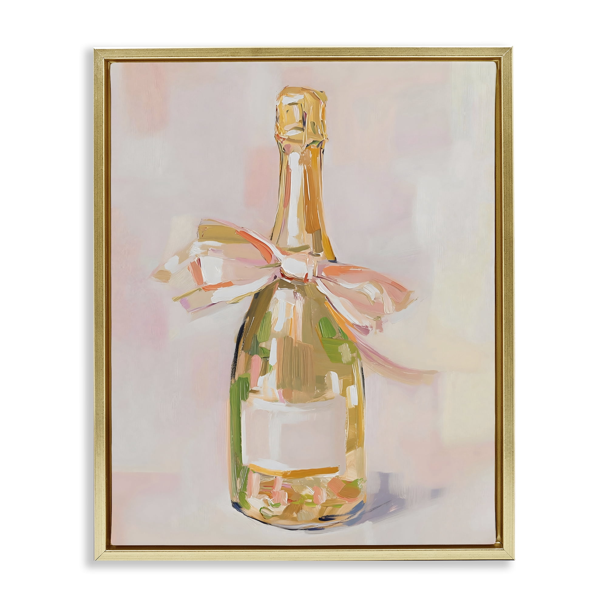 Stupell Industries Pink Champagne Celebration Gold Framed Floater Canvas Wall Art, design by The Prints Vibe