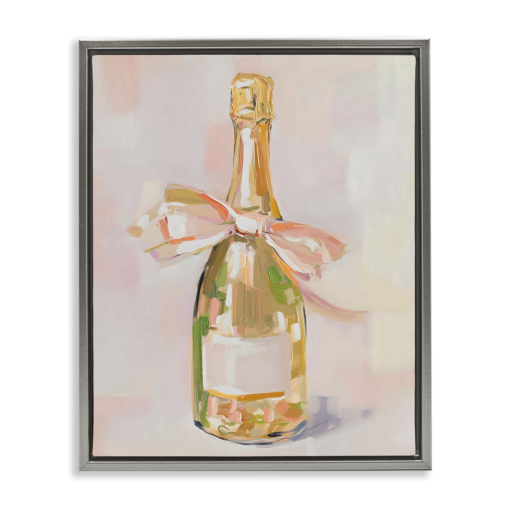 Stupell Industries Pink Champagne Celebration Gray Framed Floater Canvas Wall Art, design by The Prints Vibe