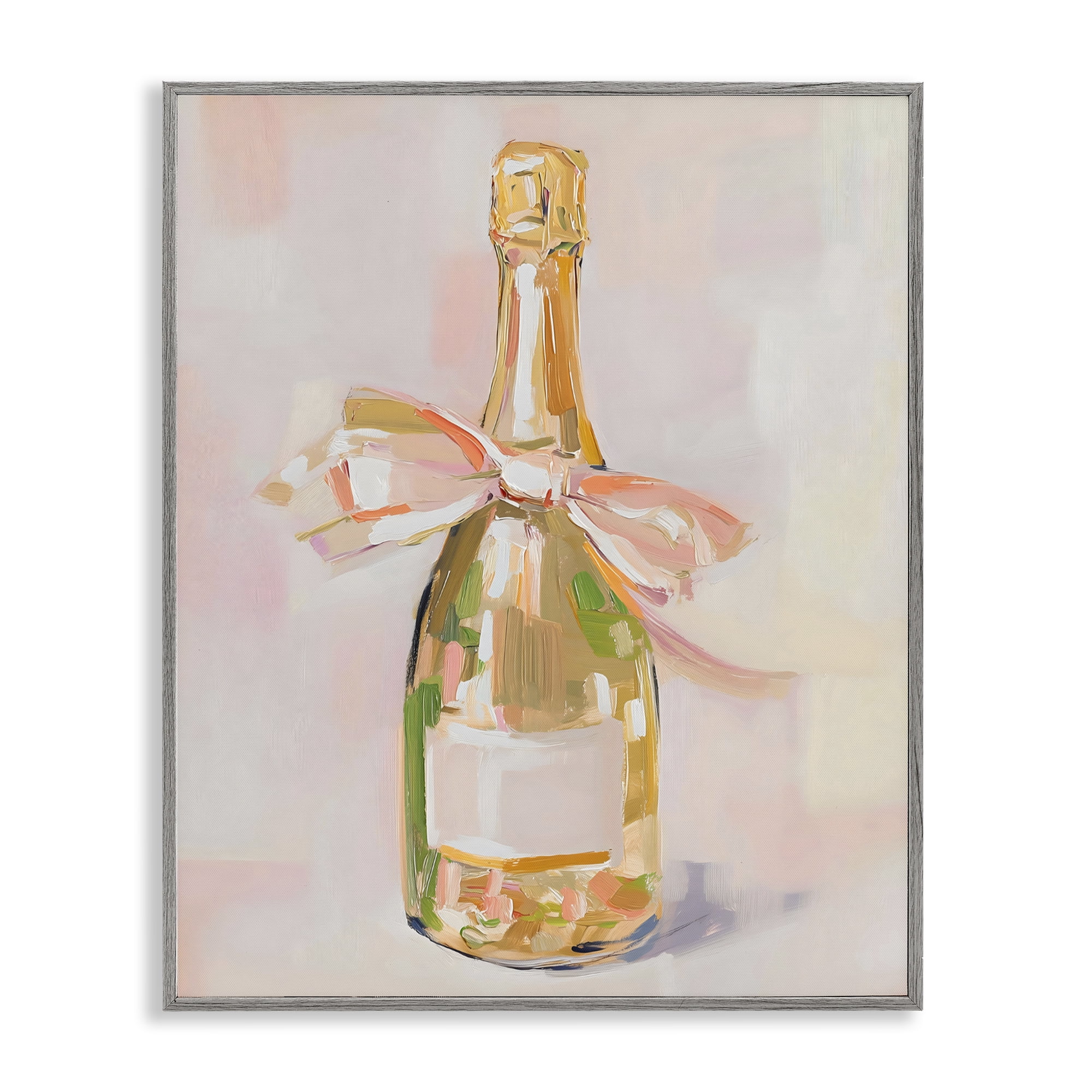 Stupell Industries Pink Champagne Celebration Gray Framed Giclee Art, design by The Prints Vibe
